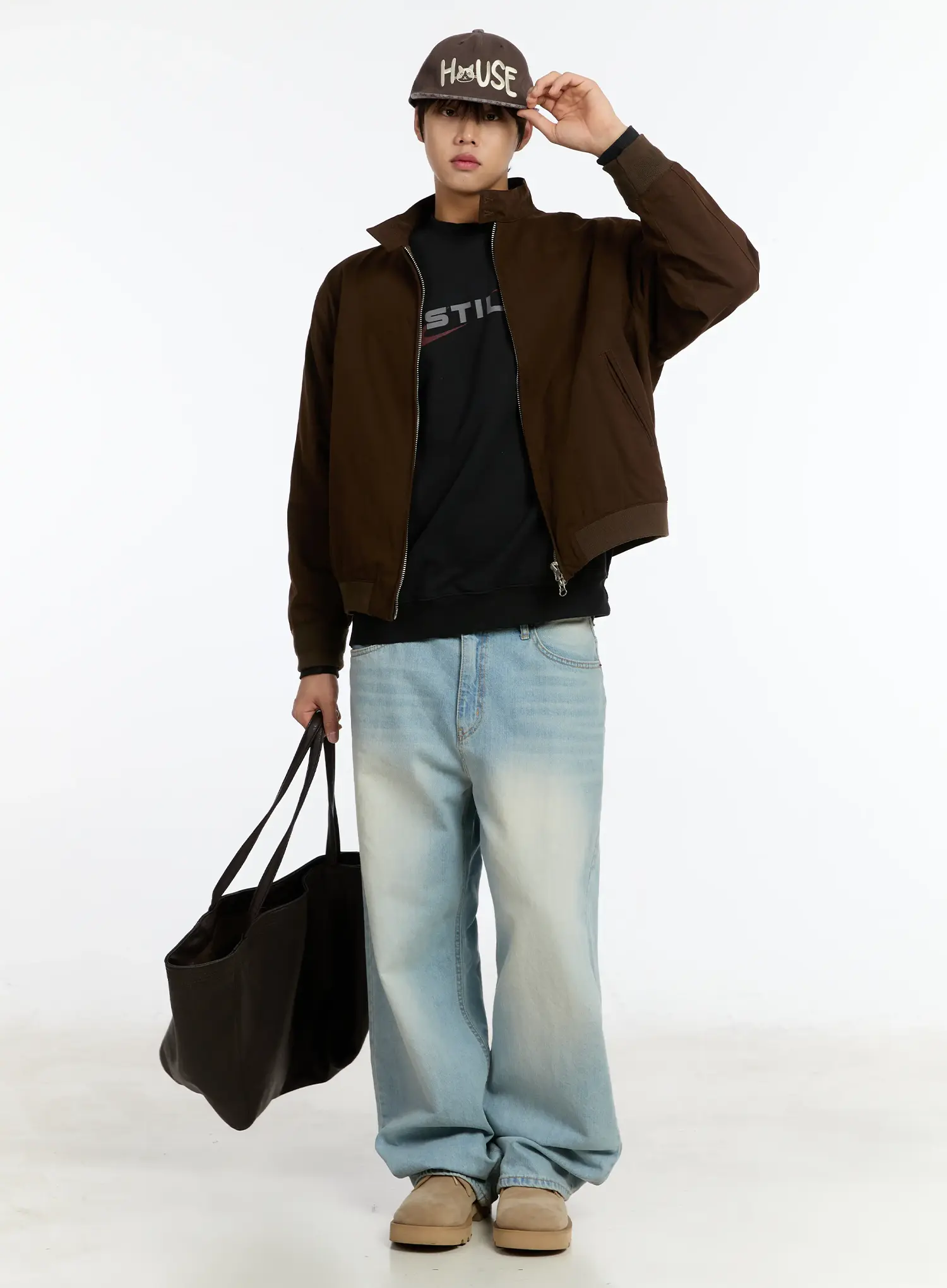 Men's Washed Baggy Jeans IM502 - Image 9