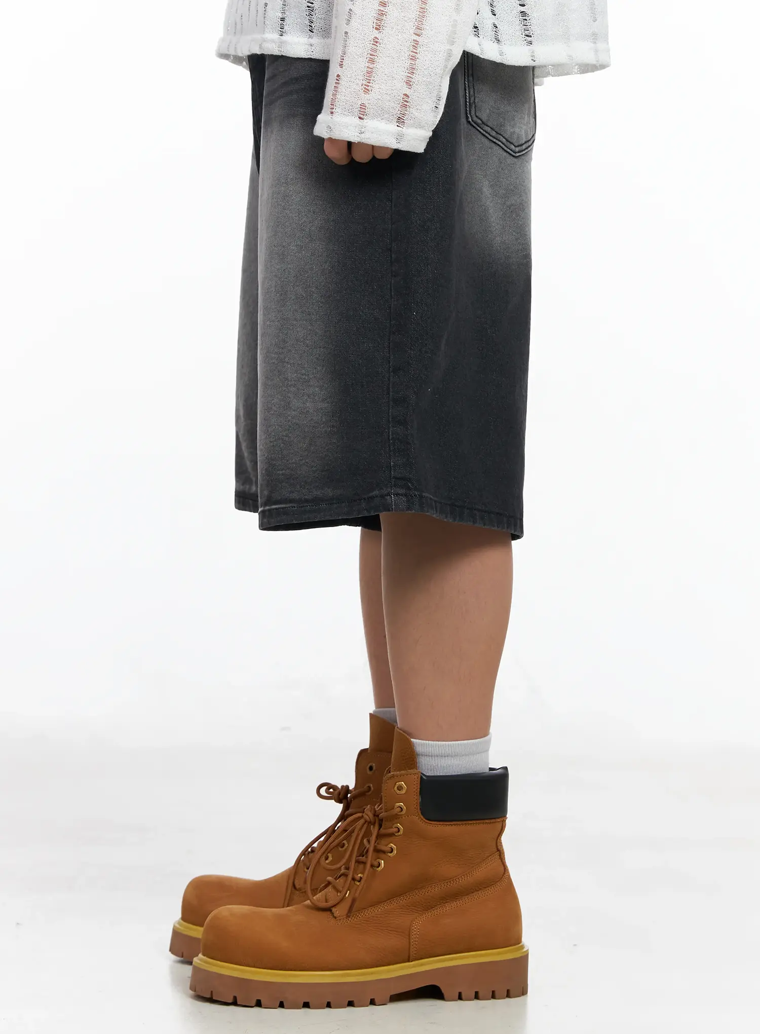 Men's Washed Bermuda Jeans IM516 - Image 7