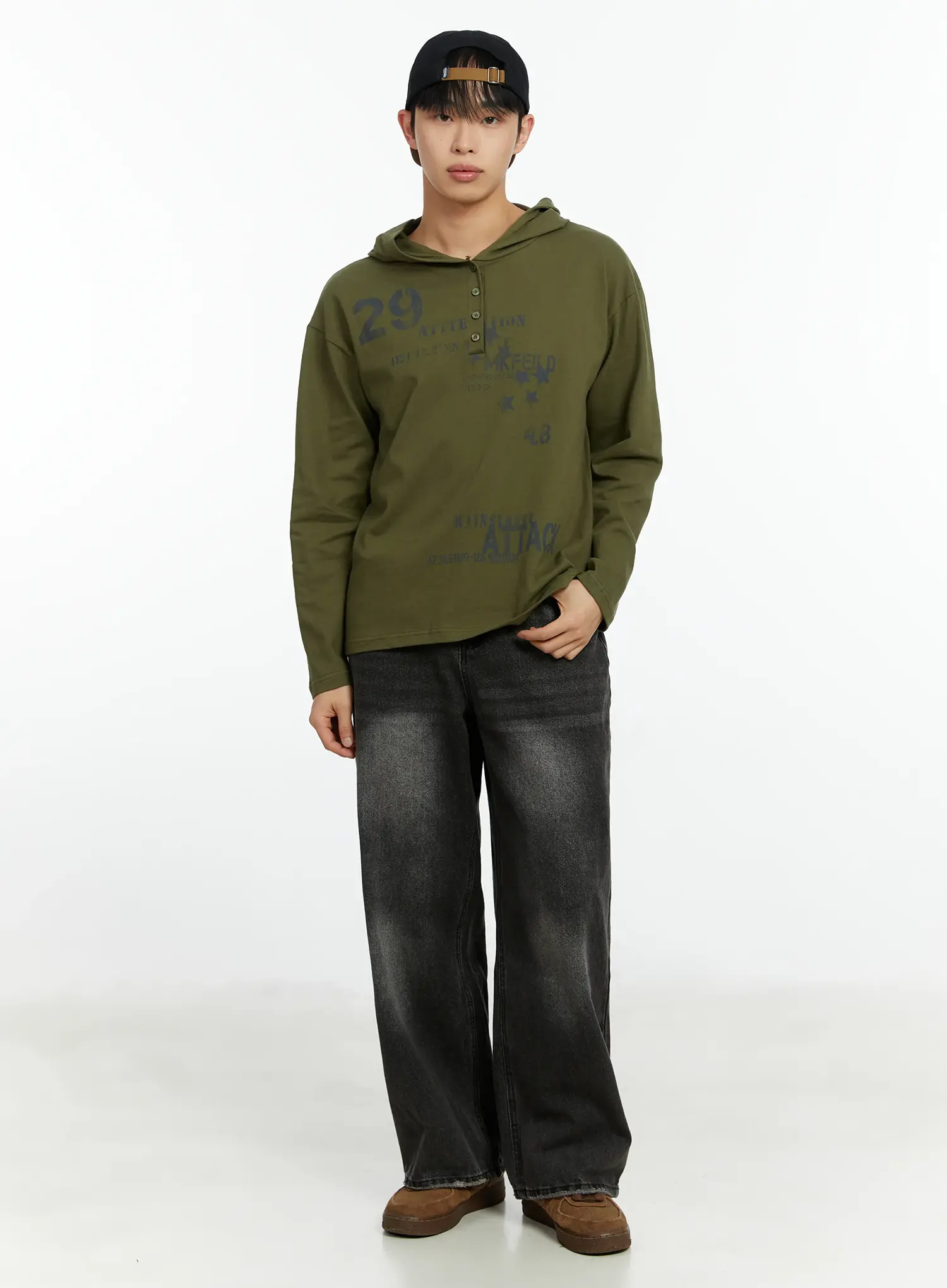 Men's Washed Black Wide Leg Jeans IF511 - Image 10