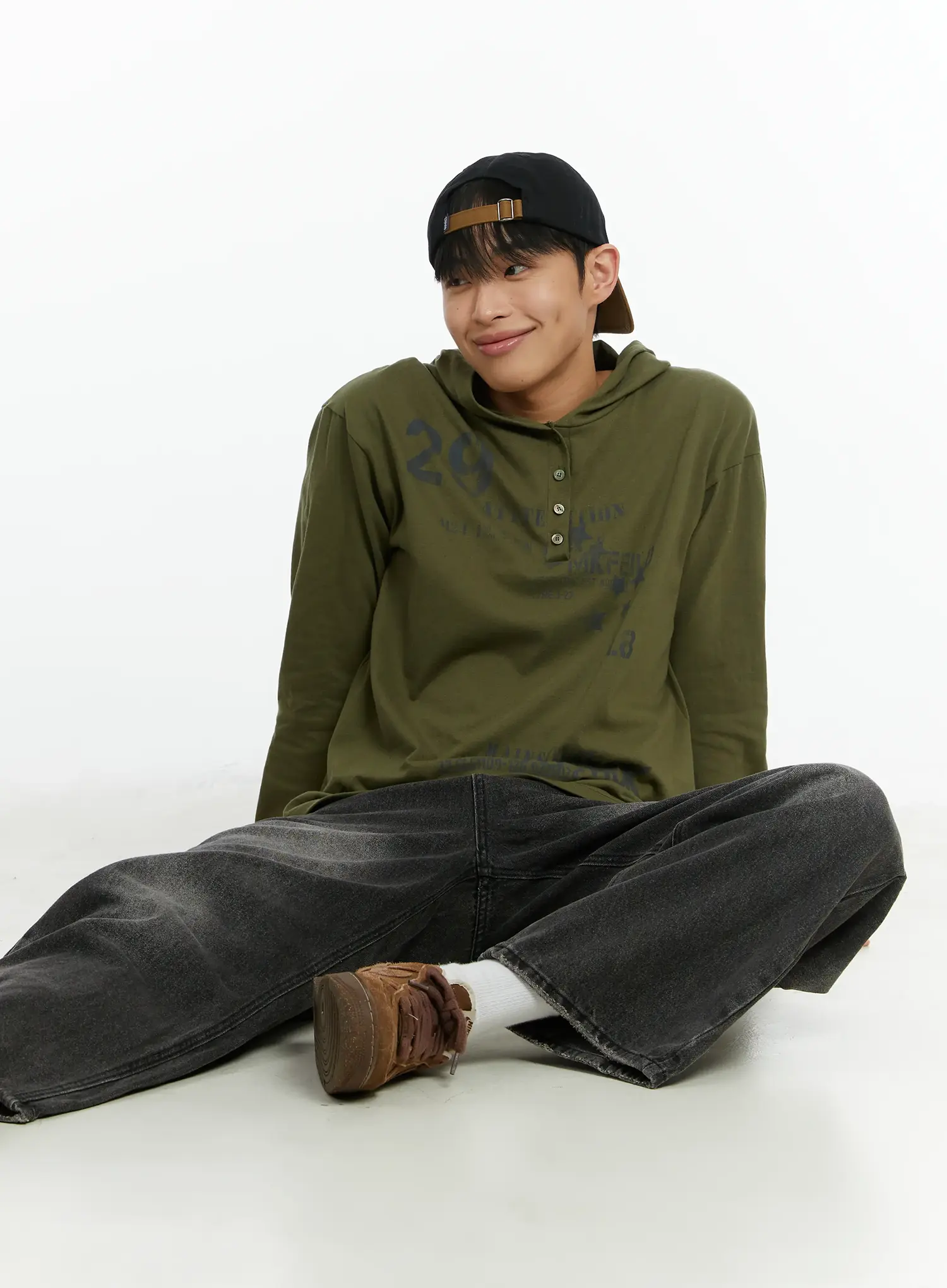 Men's Washed Black Wide Leg Jeans IF511 - Image 12