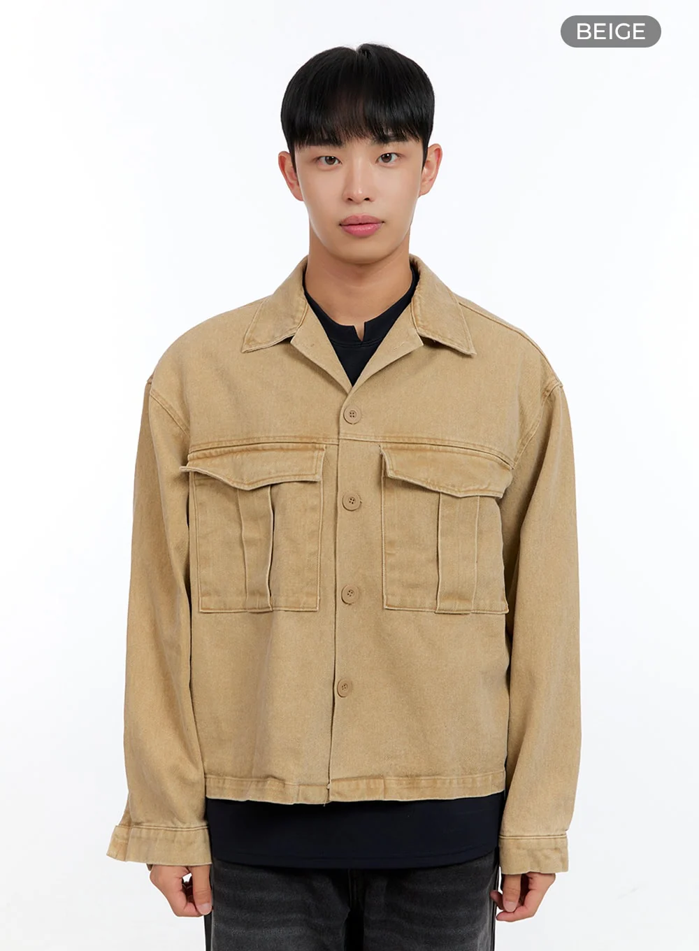 Men's Washed Crop Pocketed Cotton Jacket IG422 - Image 10
