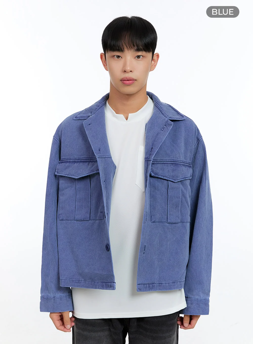 Men's Washed Crop Pocketed Cotton Jacket IG422 - Image 11