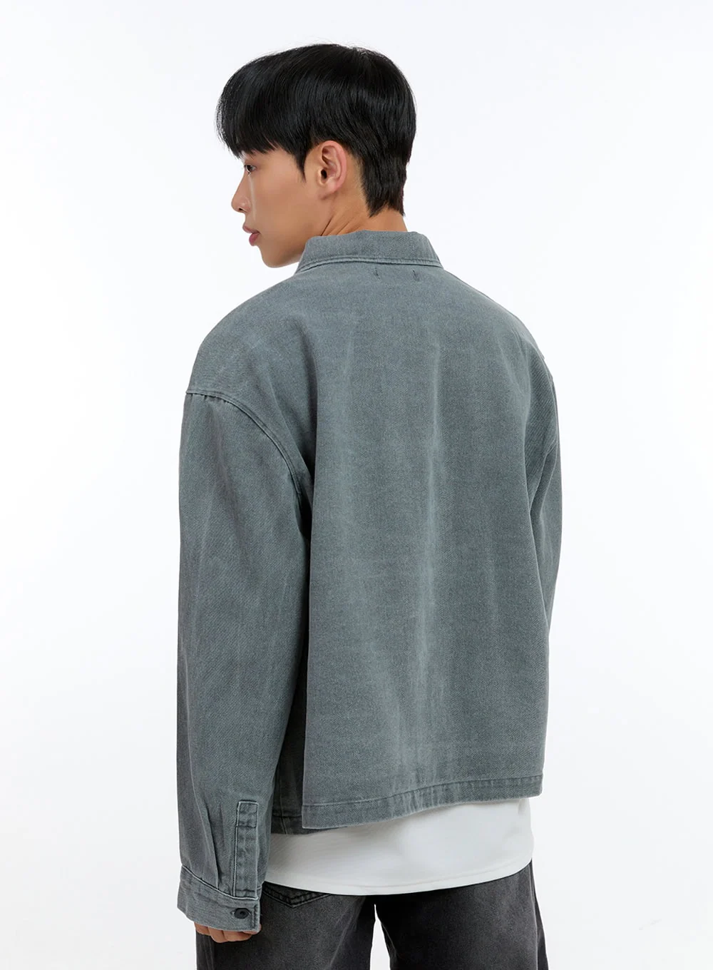 Men's Washed Crop Pocketed Cotton Jacket IG422 - Image 5
