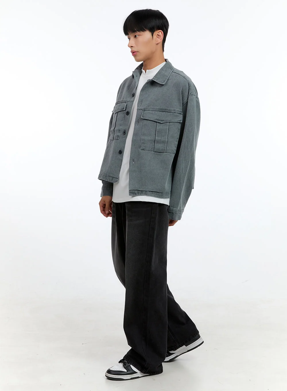 Men's Washed Crop Pocketed Cotton Jacket IG422 - Image 7