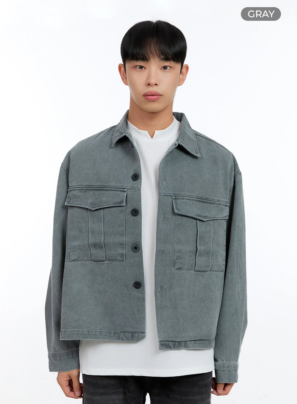 Men's Washed Crop Pocketed Cotton Jacket IG422 - Image 9