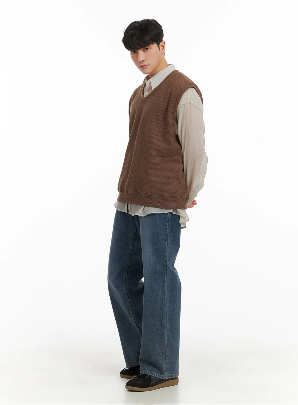Men's Washed Denim Wide Fit Jeans IA402 - Image 6