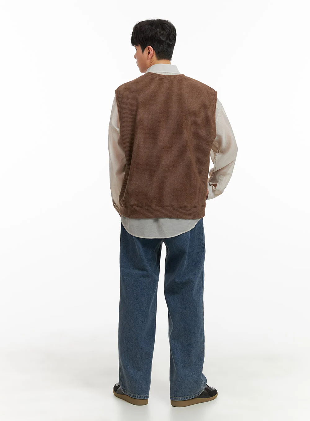 Men's Washed Denim Wide Fit Jeans IA402 - Image 7
