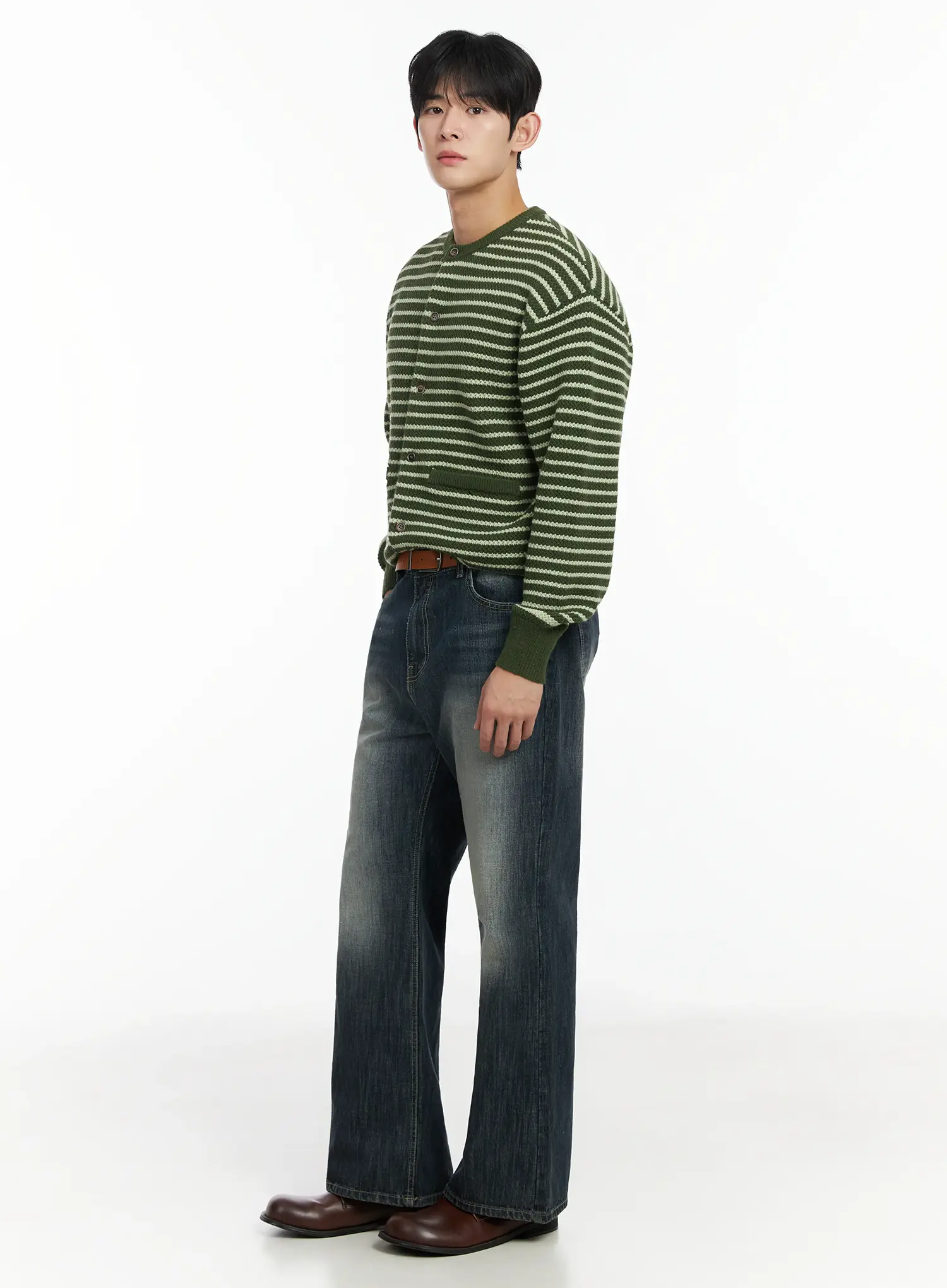 Men's Washed Flared Jeans IF517 - Image 8