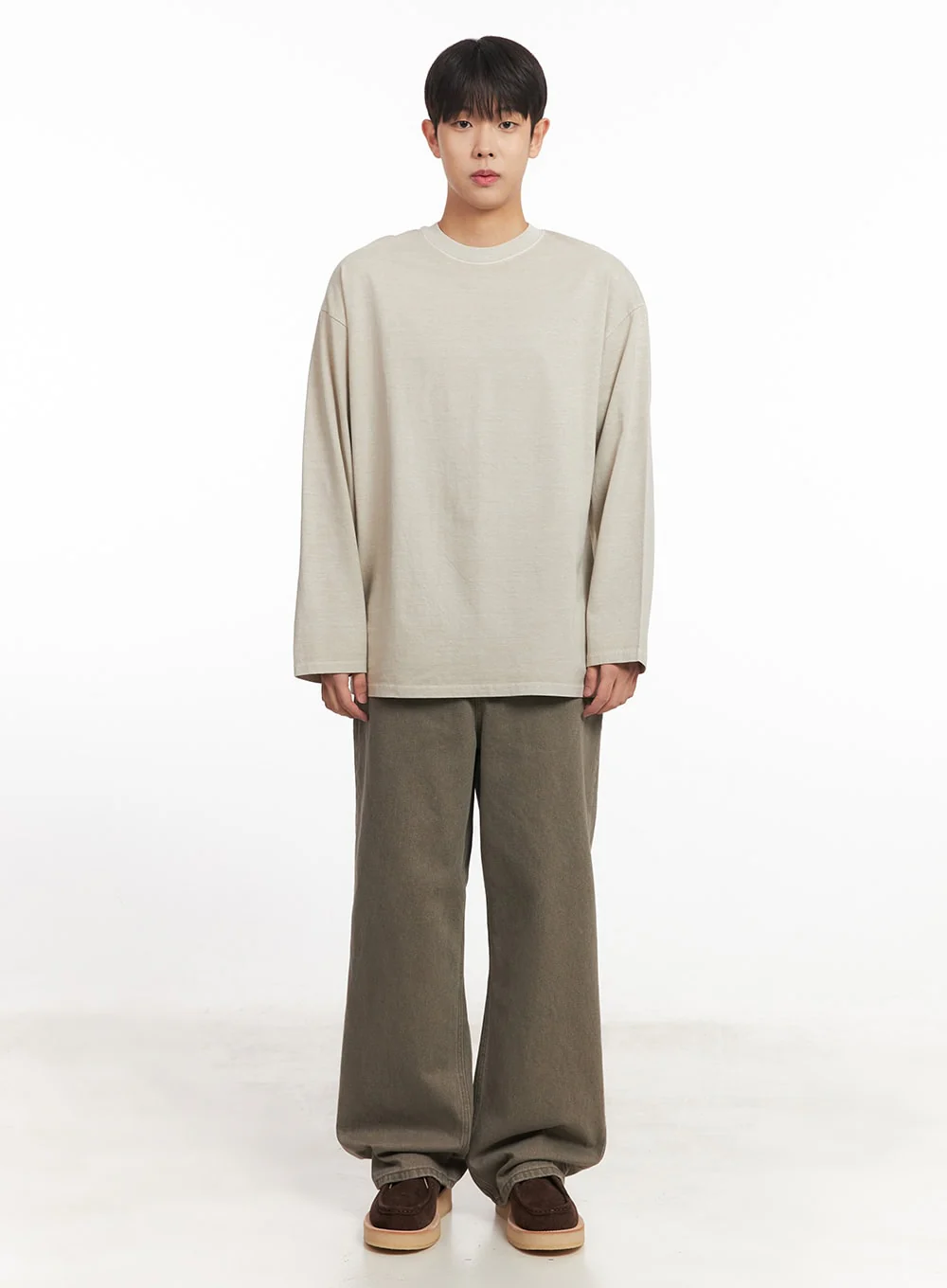 Men's Washed Long-Sleeve T-Shirt IM527 - Image 2