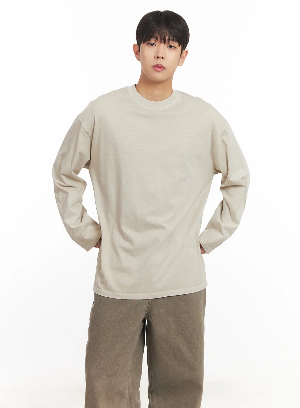 Men's Washed Long-Sleeve T-Shirt IM527 - Image 3