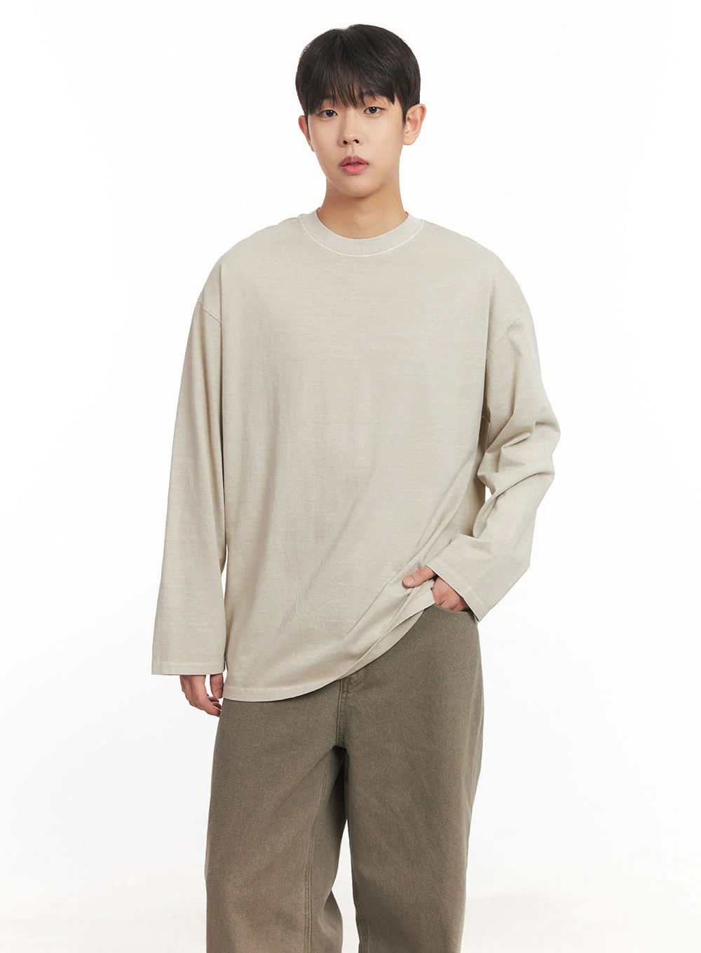 Men's Washed Long-Sleeve T-Shirt IM527 - Image 4