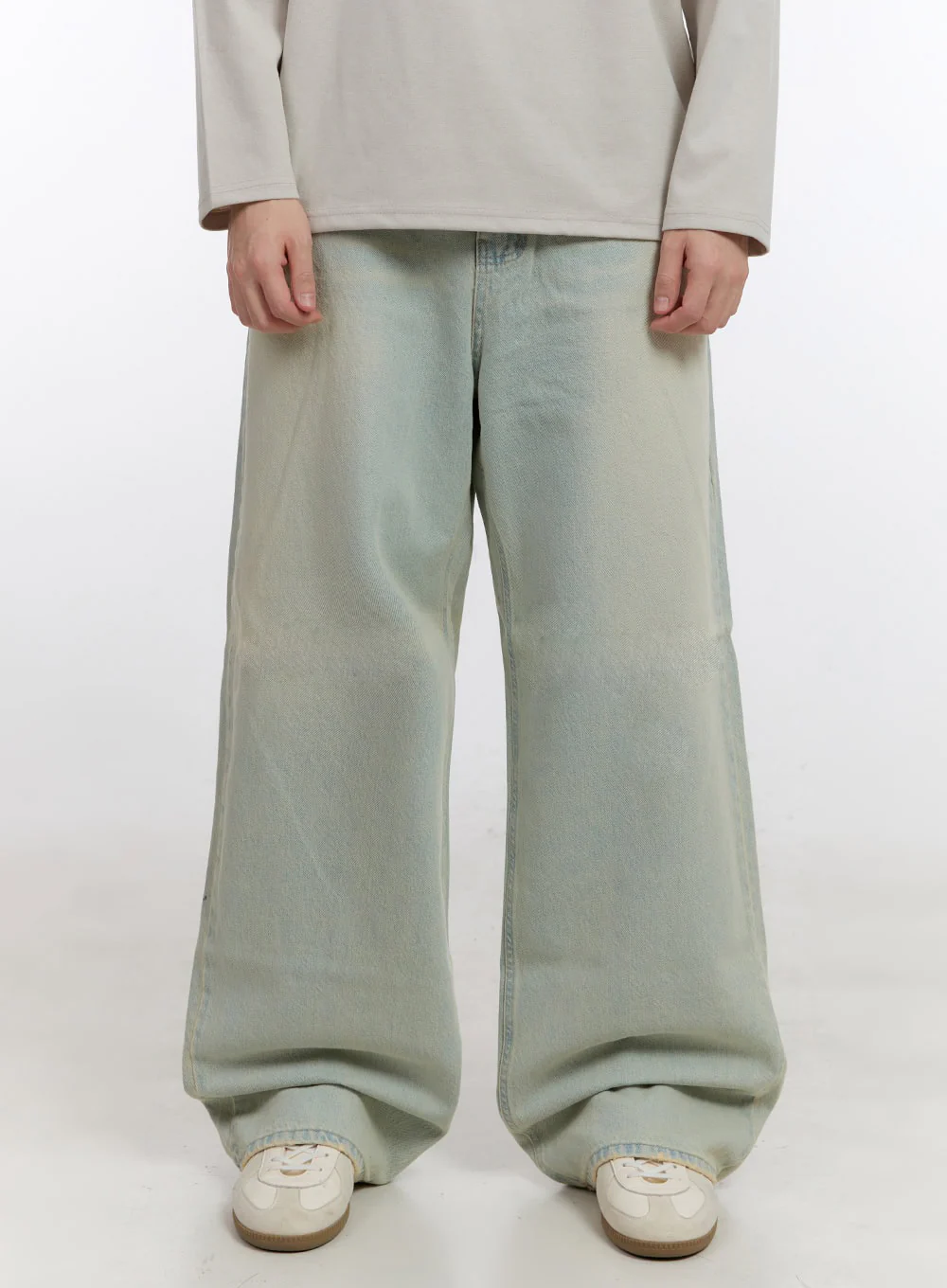 Men's Washed Wide-Leg Jeans IF528 - Image 2