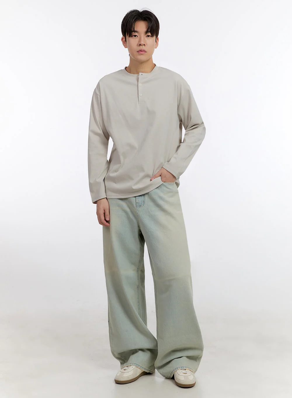 Men's Washed Wide-Leg Jeans IF528 - Image 3