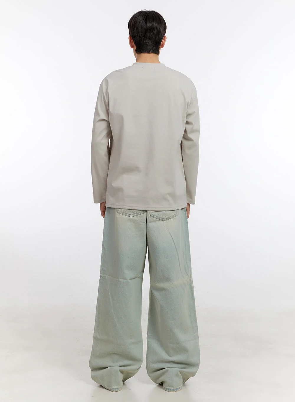 Men's Washed Wide-Leg Jeans IF528 - Image 9