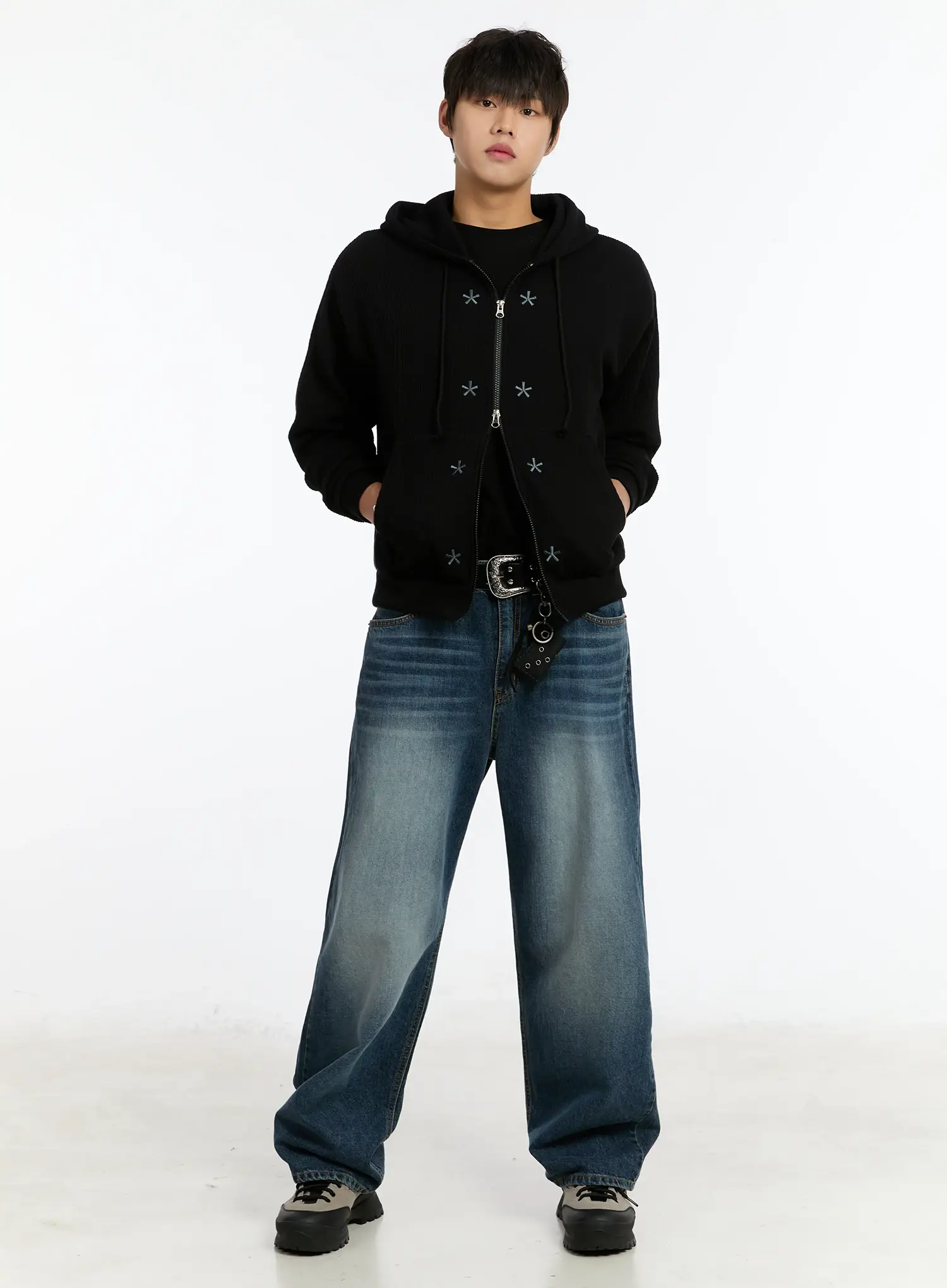 Men's Washed Wide-Leg Jeans IM502 - Image 2