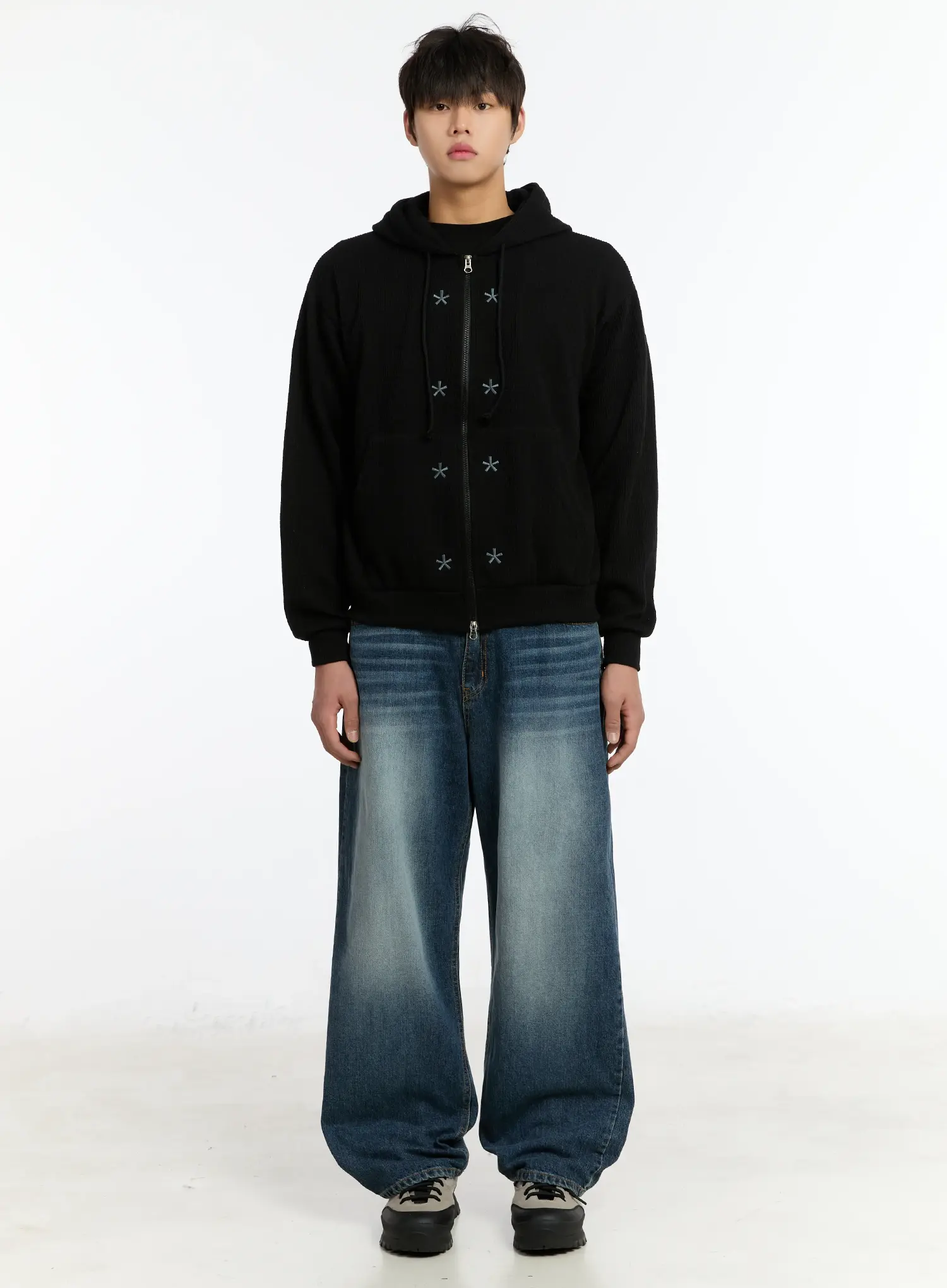 Men's Washed Wide-Leg Jeans IM502 - Image 3