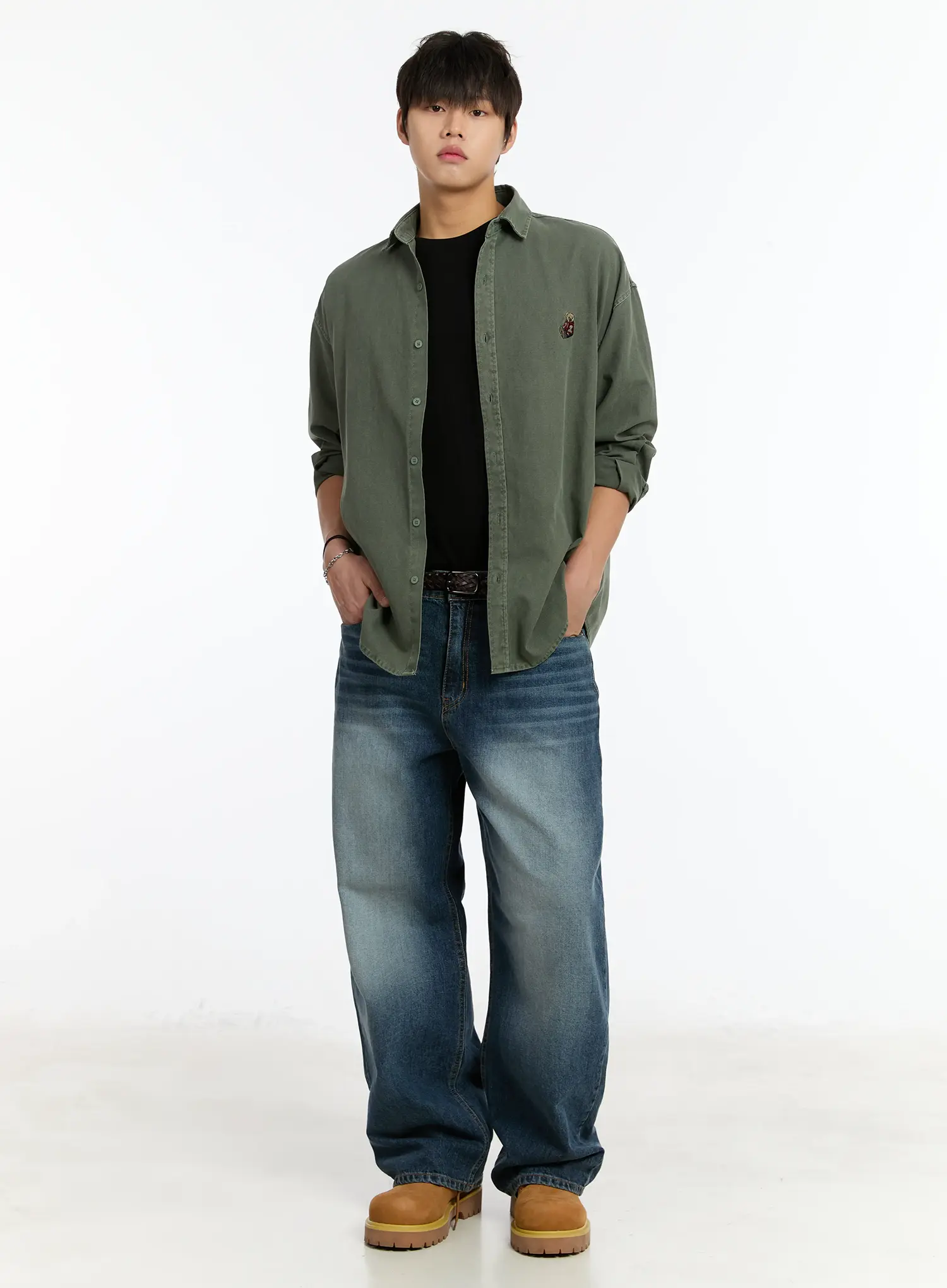 Men's Washed Wide-Leg Jeans IM502 - Image 9
