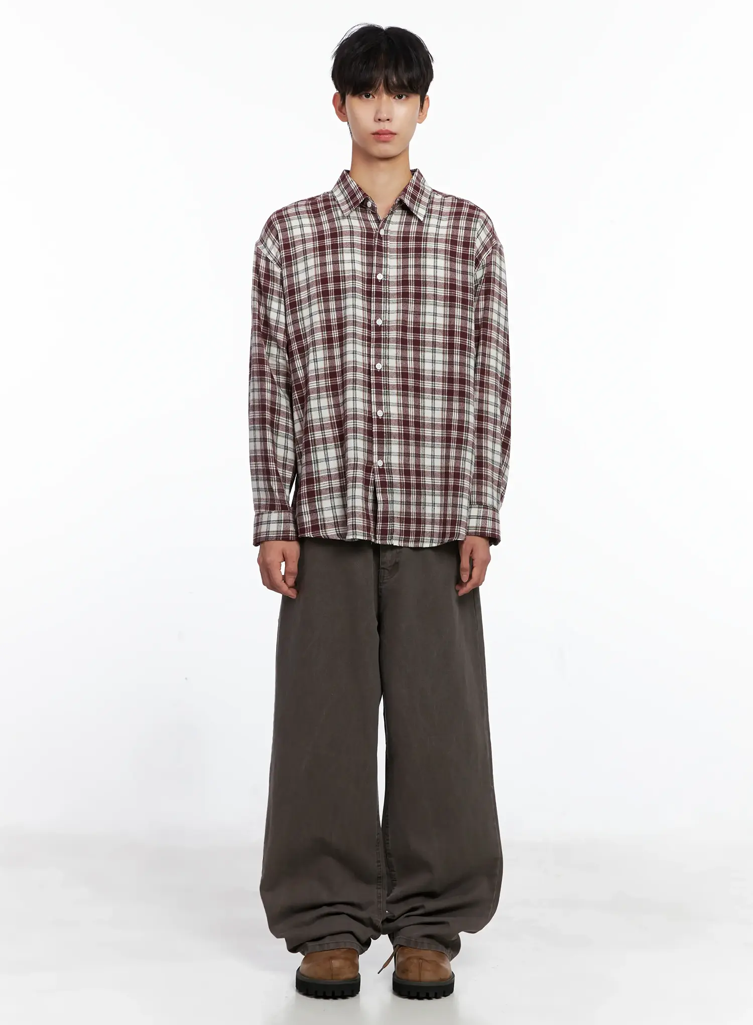 Men's Washed Wide-Leg Pants IS519 - Image 3