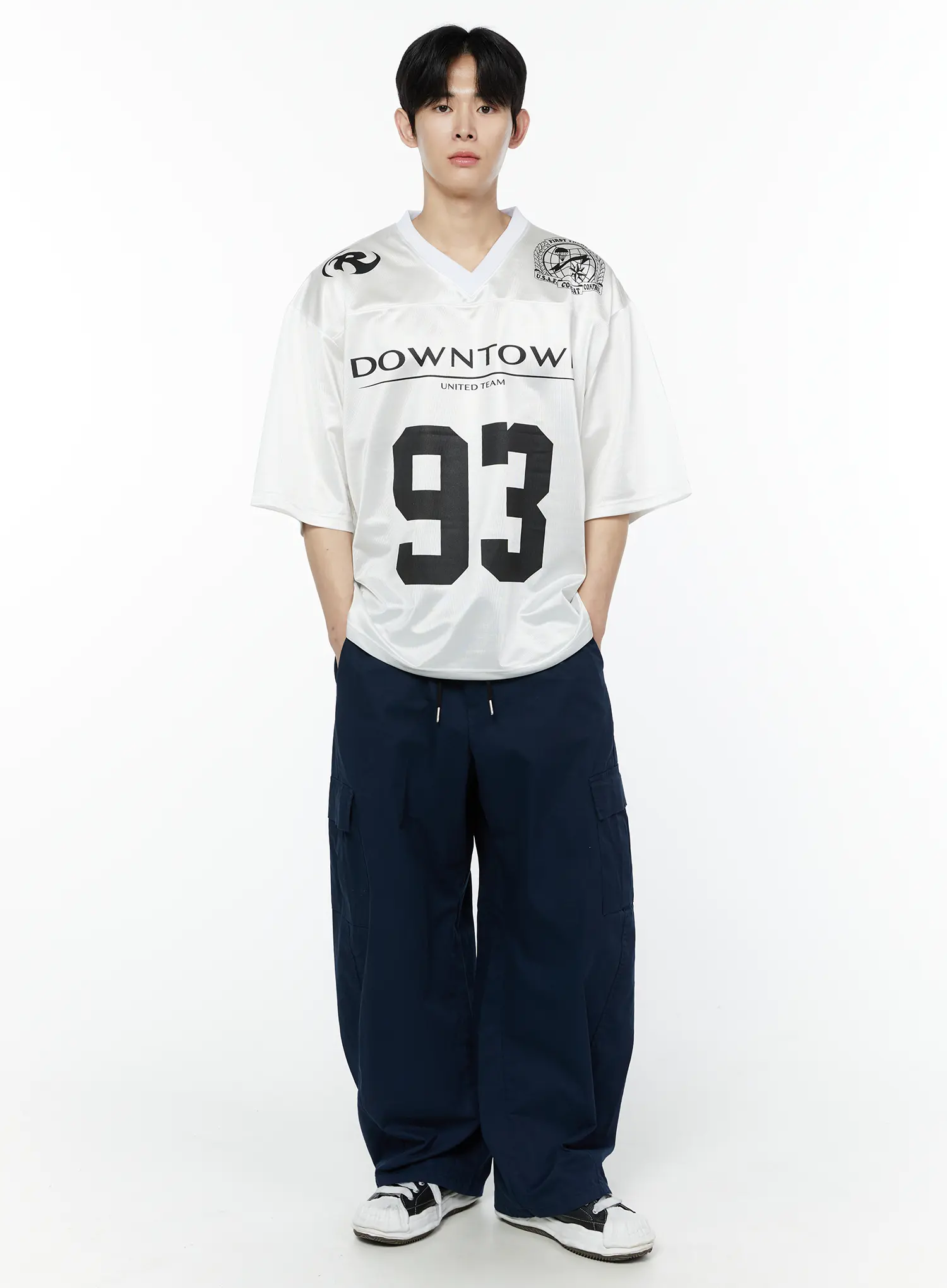 Men's Wide Cargo Pants (Dark Blue) IY506 - Image 4