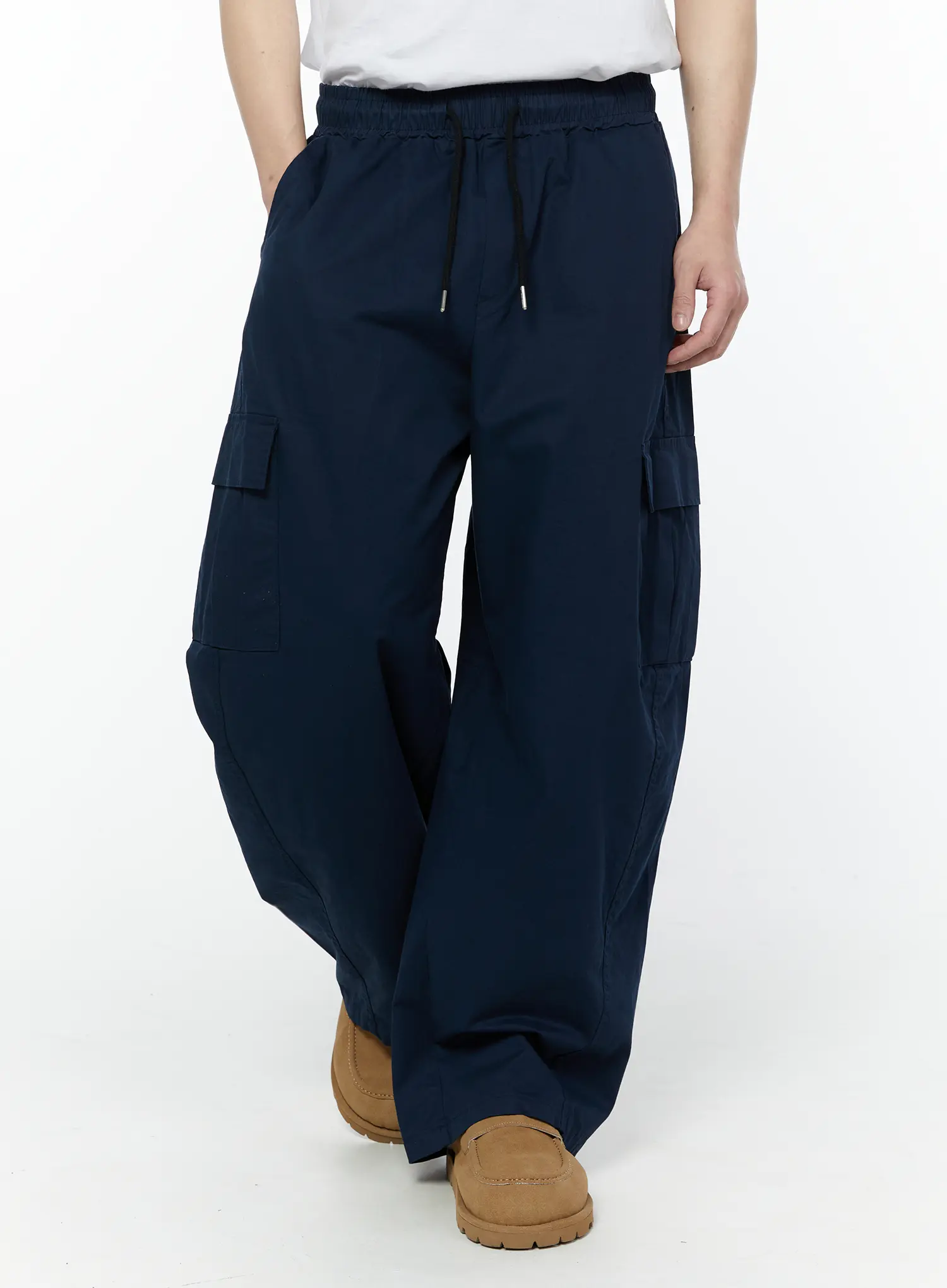 Men's Wide Cargo Pants (Dark Blue) IY506 - Image 7