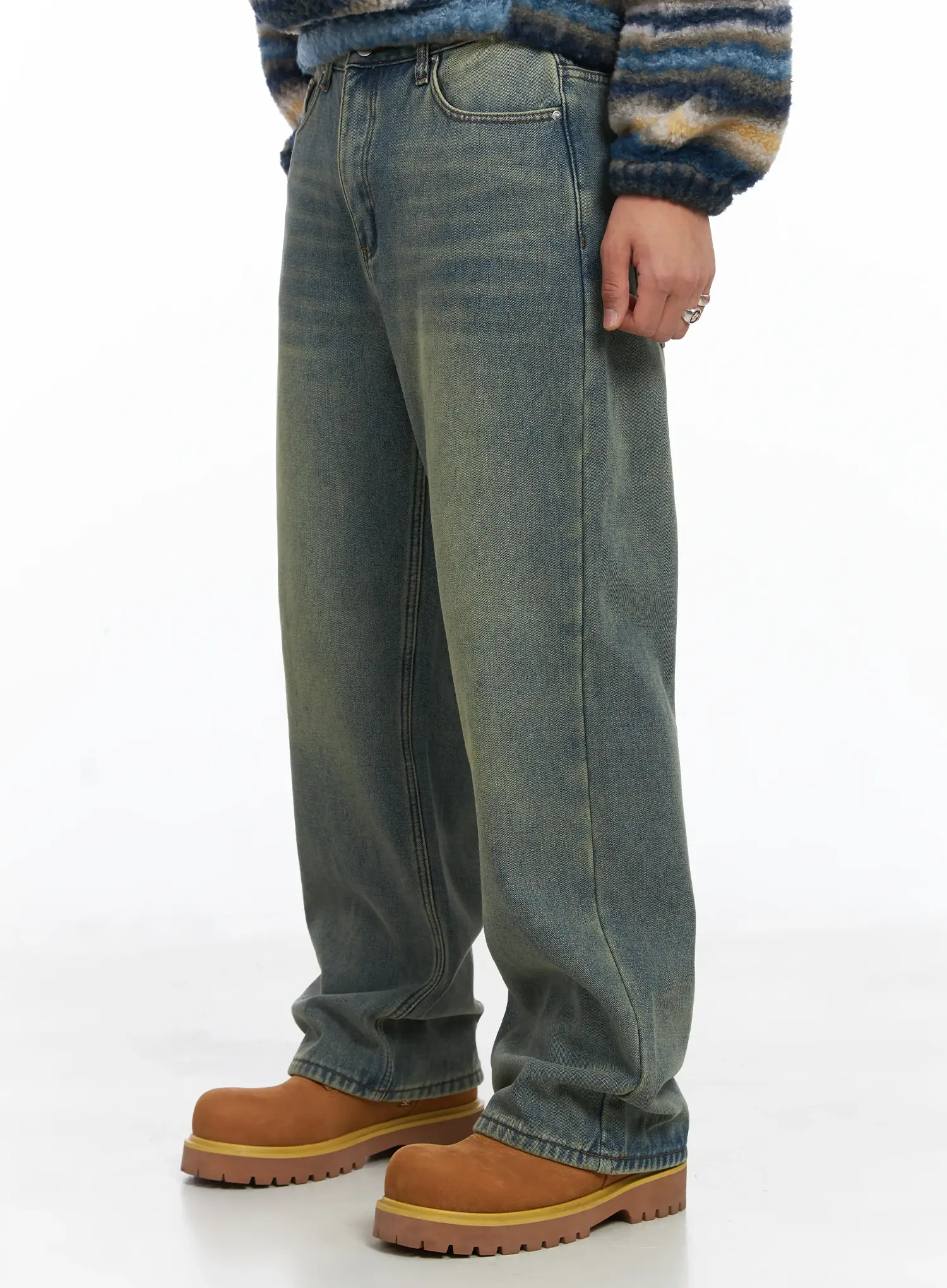 Men's Wide Fit Fleece Jeans IJ512 - Image 5