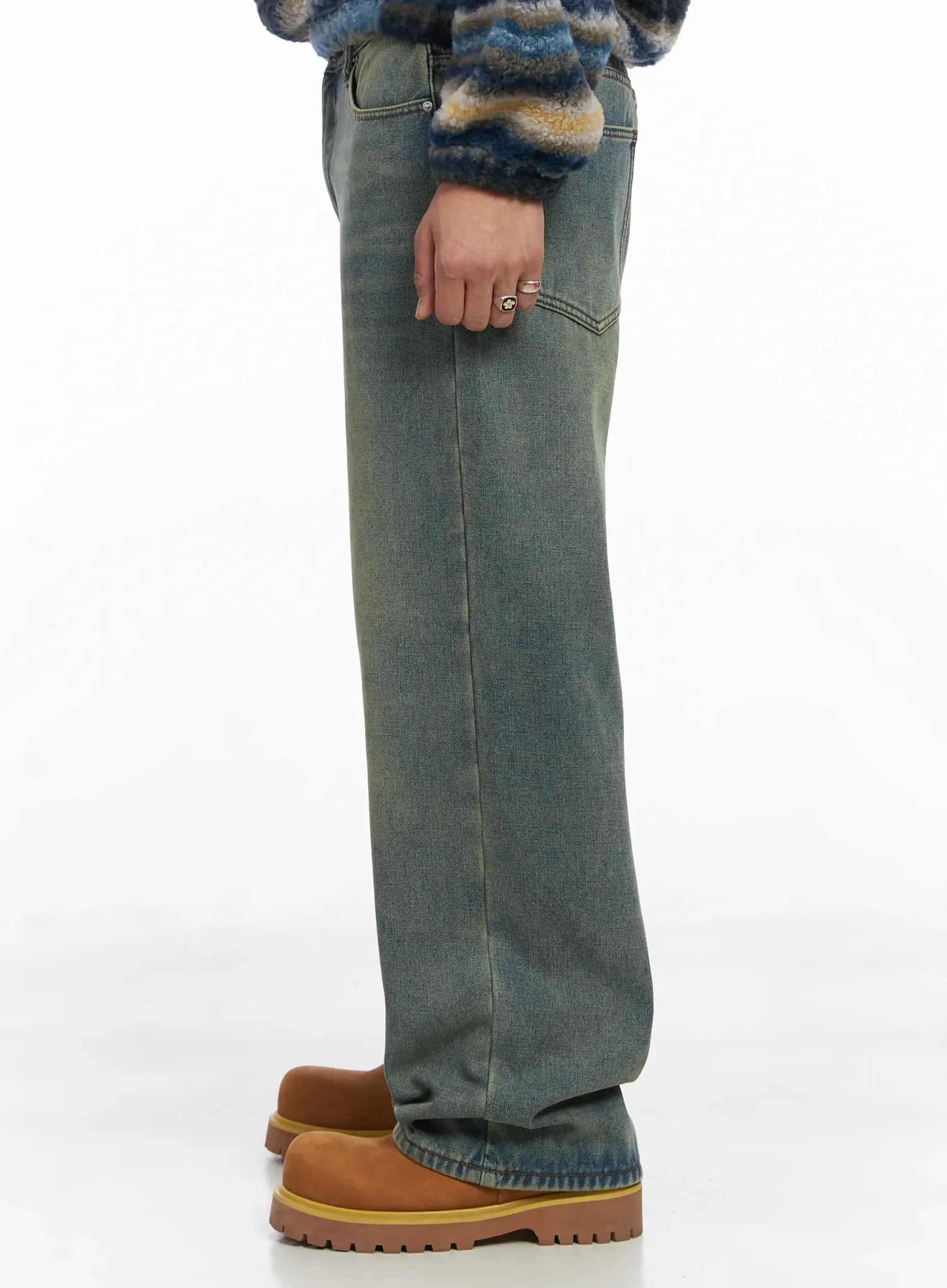 Men's Wide Fit Fleece Jeans IJ512 - Image 6