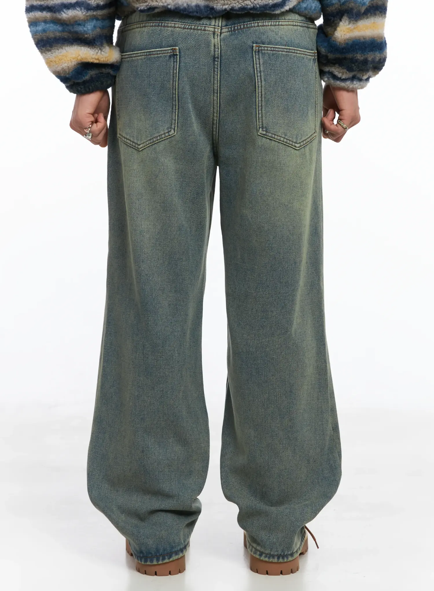 Men's Wide Fit Fleece Jeans IJ512 - Image 7