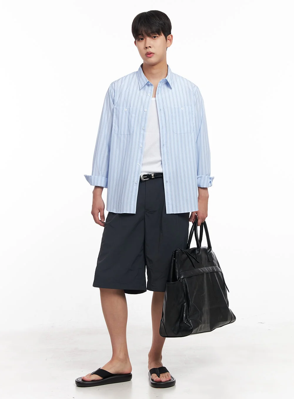 Men's Wide-Fit Nylon Pintuck Shorts IY522 - Image 11