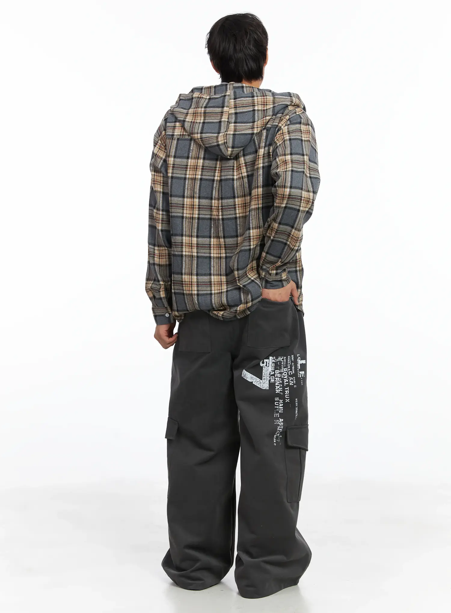 Men's Wide-Leg Drawstring Cargo Pants IJ512 - Image 2
