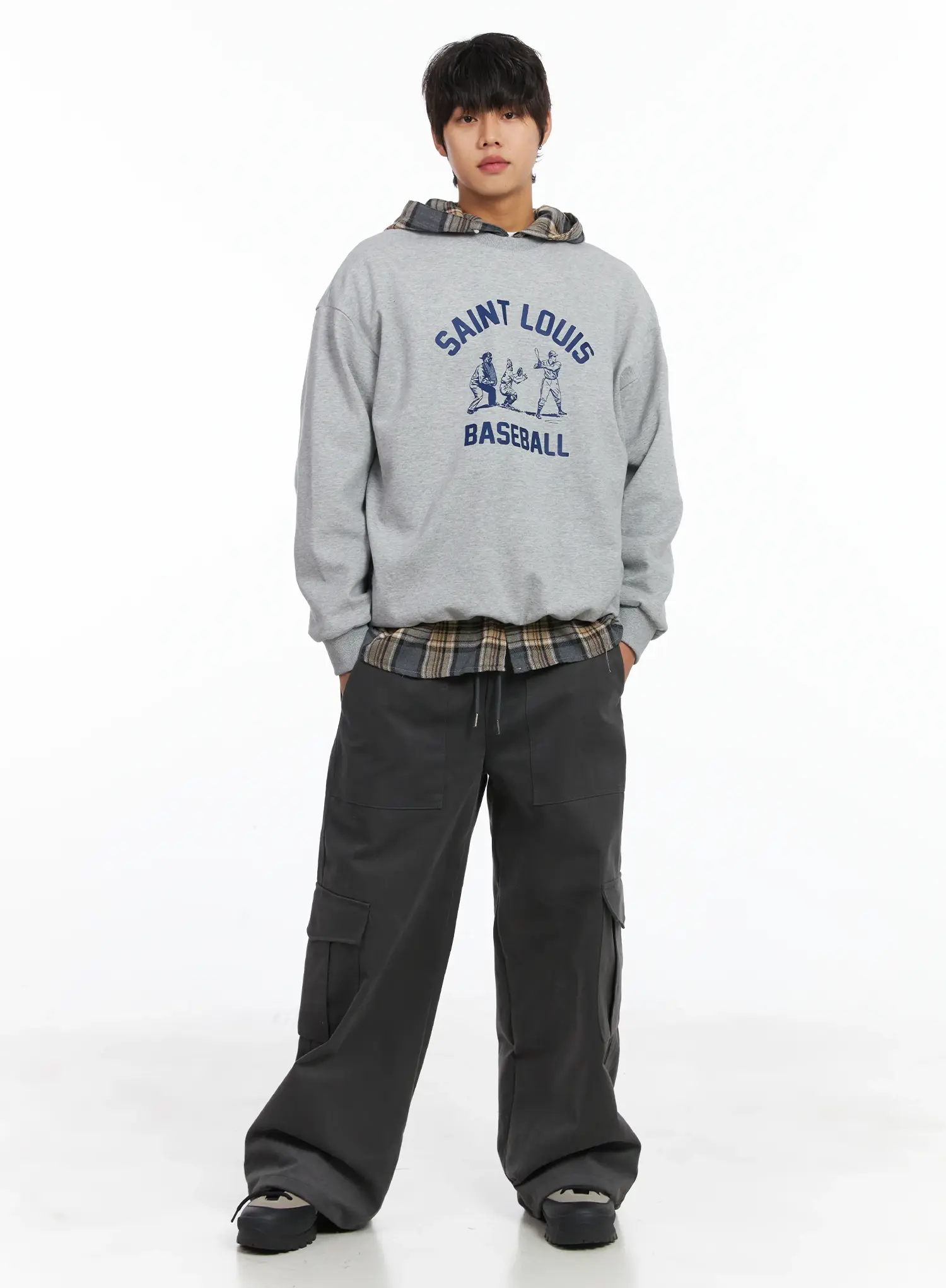 Men's Wide-Leg Drawstring Cargo Pants IJ512 - Image 8
