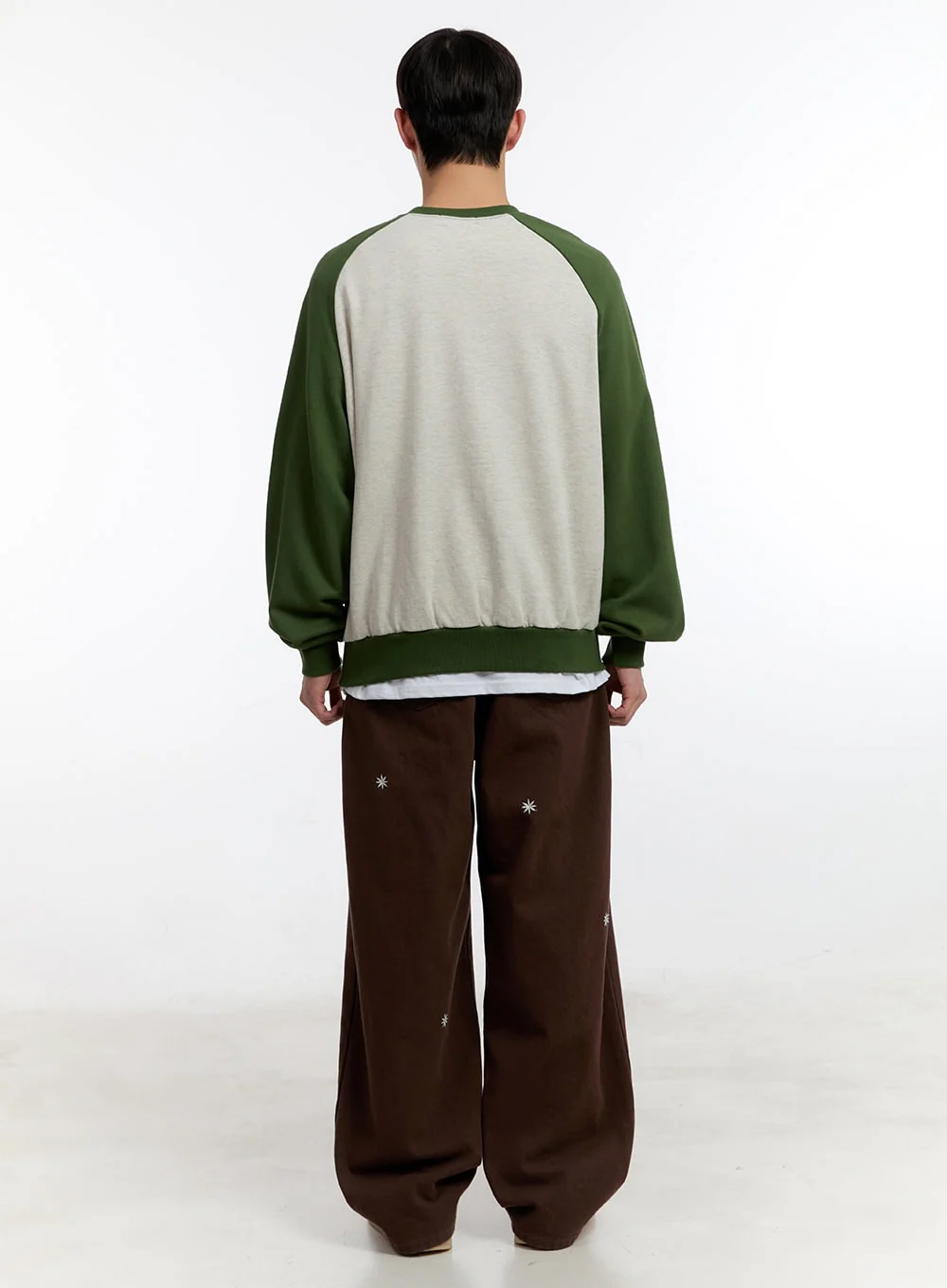 Men's Wide-Leg Pants with Embroidered Flowers IA504 - Image 8