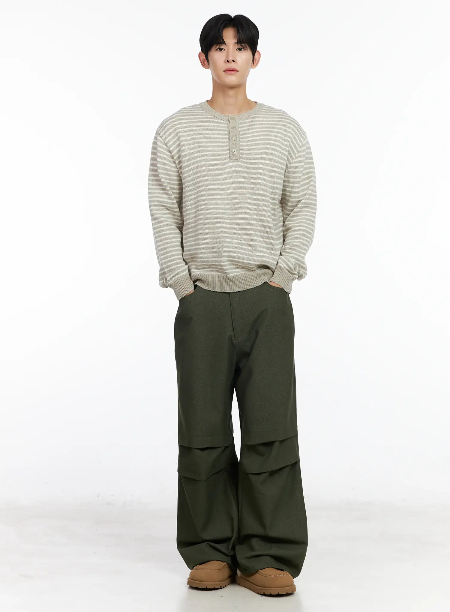 Men's Wide Leg Parachute Pants IM518 - Image 3