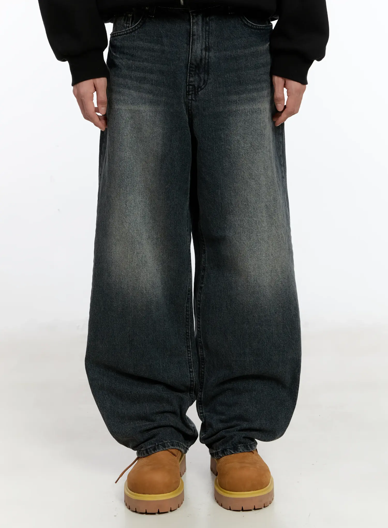 Men's Wide-Leg Washed Jeans ID502