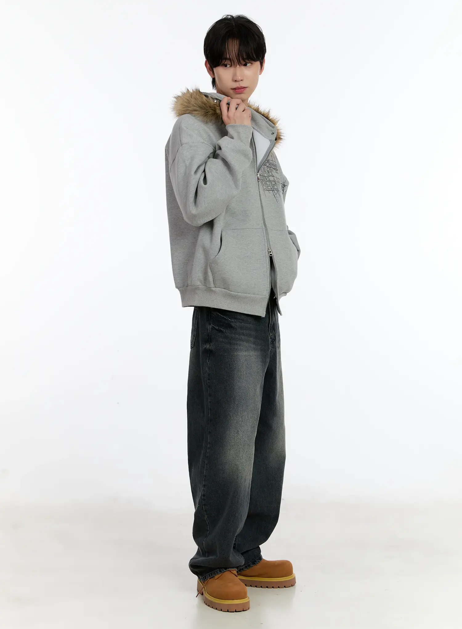 Men's Wide-Leg Washed Jeans ID502 - Image 10