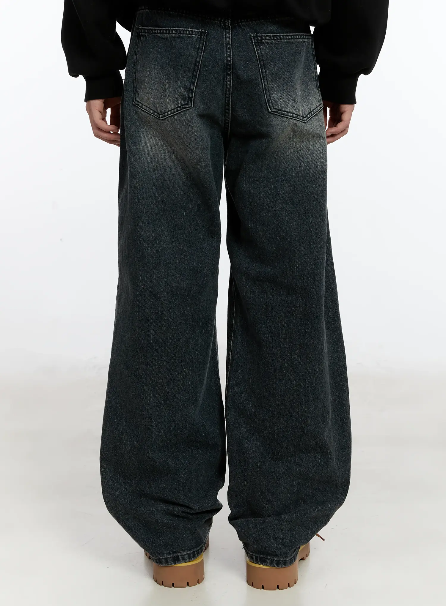 Men's Wide-Leg Washed Jeans ID502 - Image 6