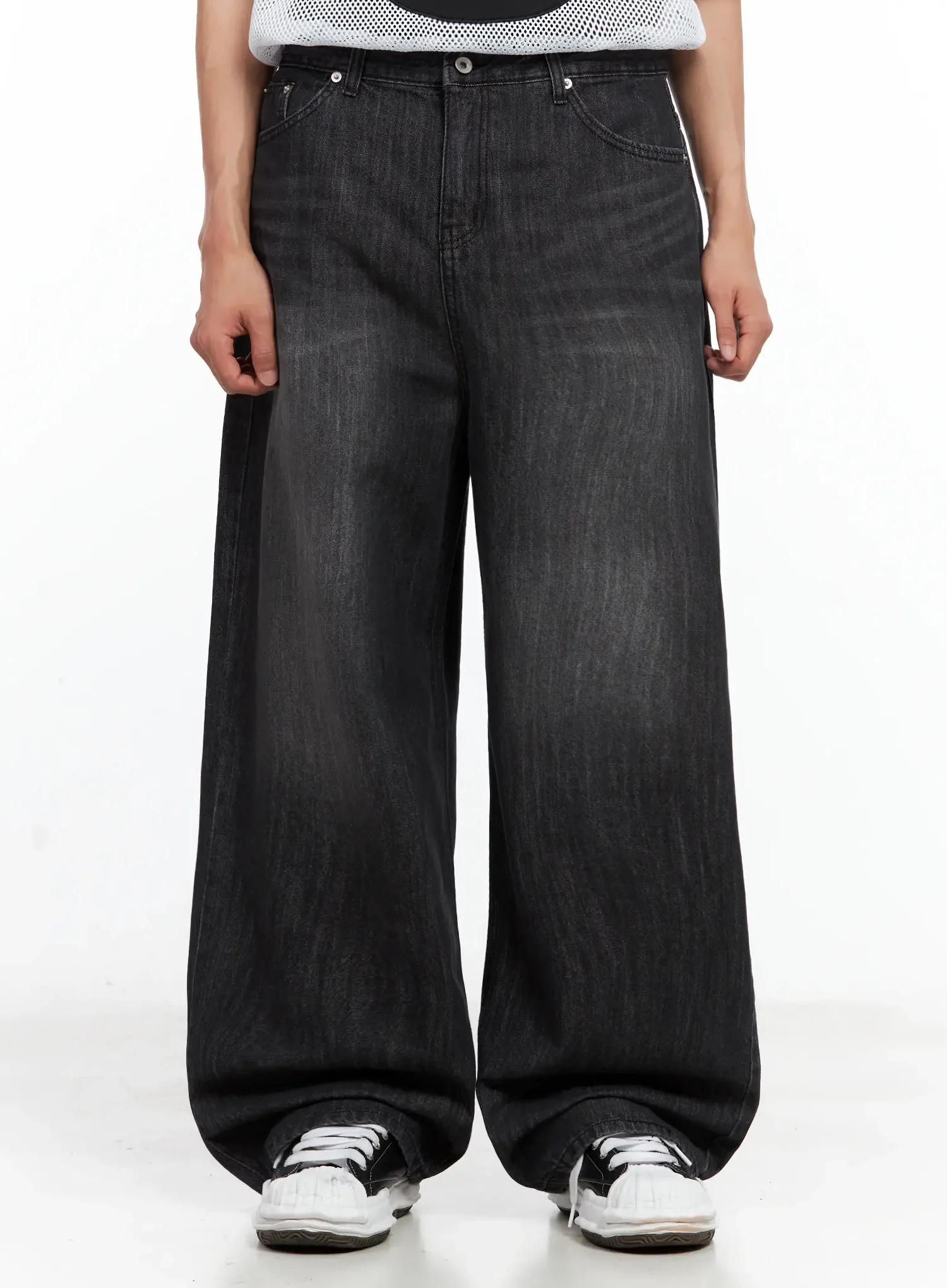Men's Wide-Leg Washed Jeans IL516 - Image 2