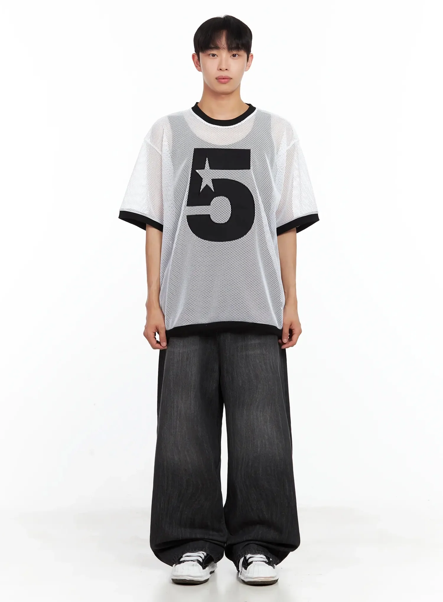 Men's Wide-Leg Washed Jeans IL516 - Image 4