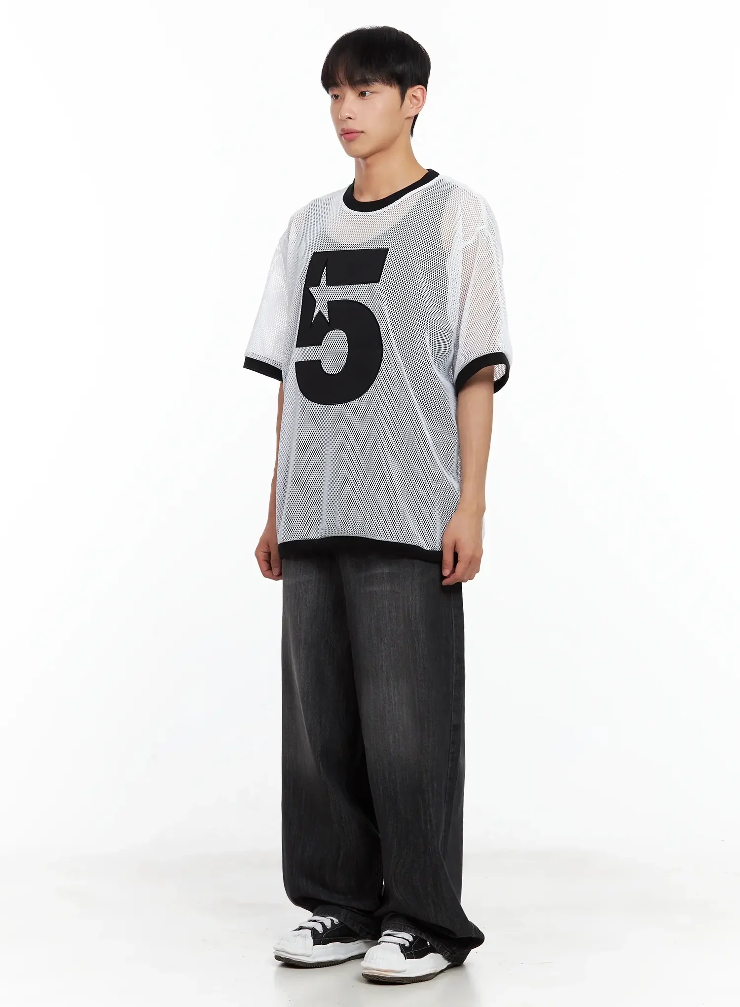 Men's Wide-Leg Washed Jeans IL516 - Image 5