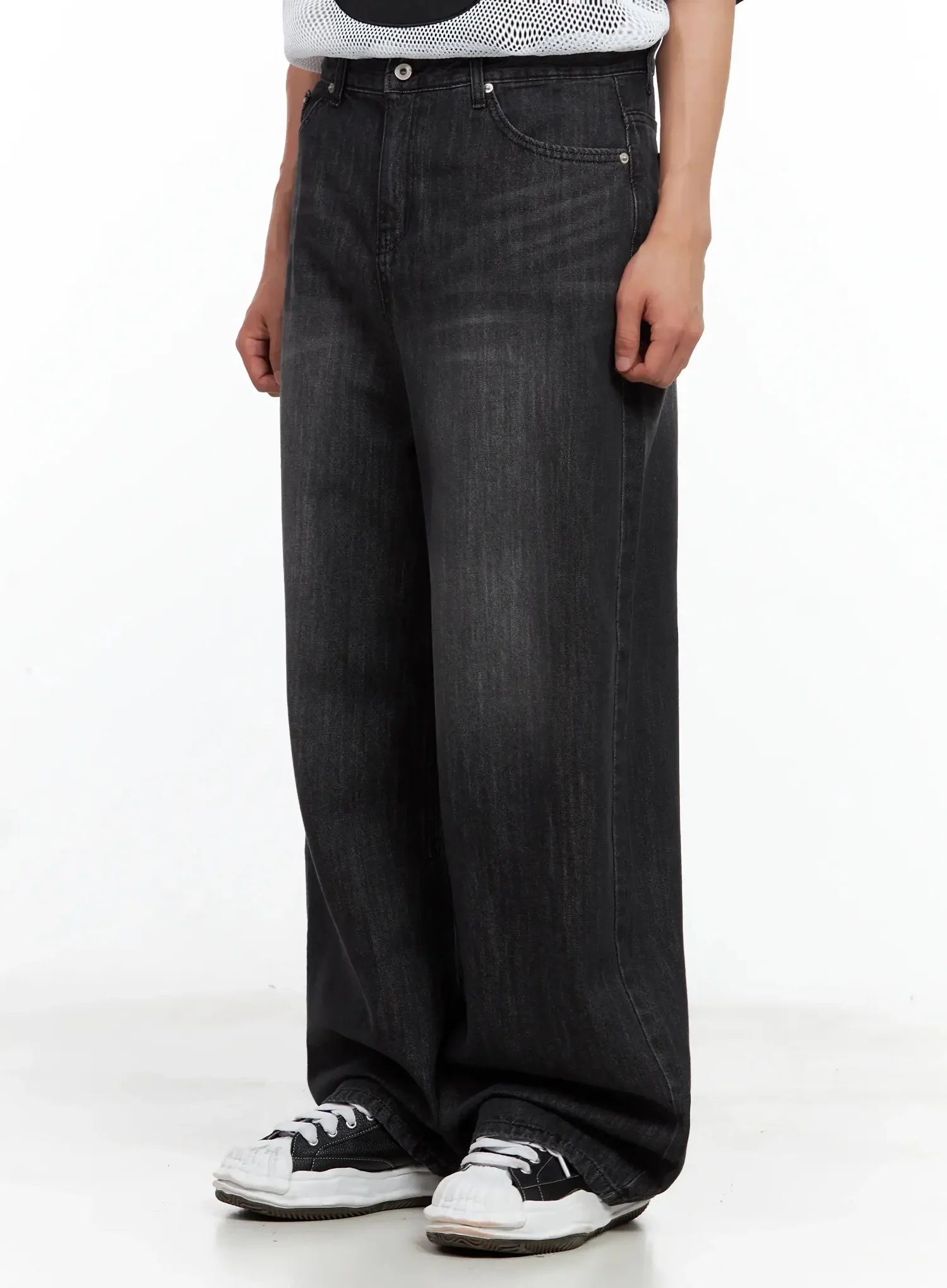 Men's Wide-Leg Washed Jeans IL516 - Image 9