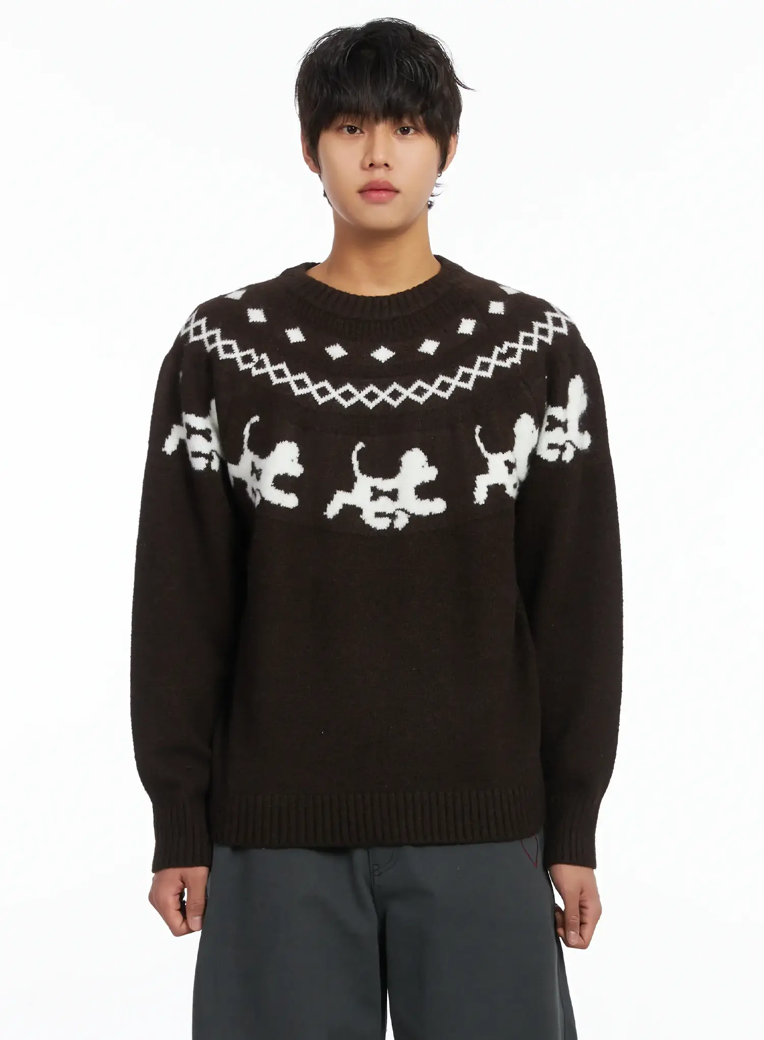 Men's Winter Graphic Wool Knit IJ512 - Image 9