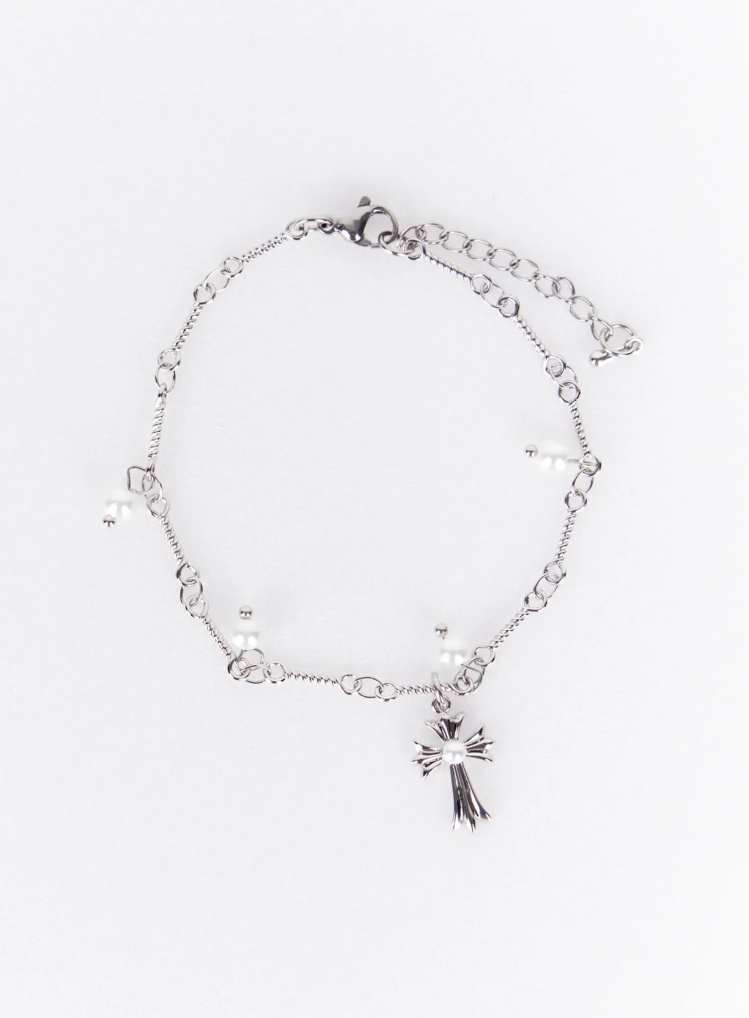 Metallic Cross Pearl Bracelet IY520 - Image 4