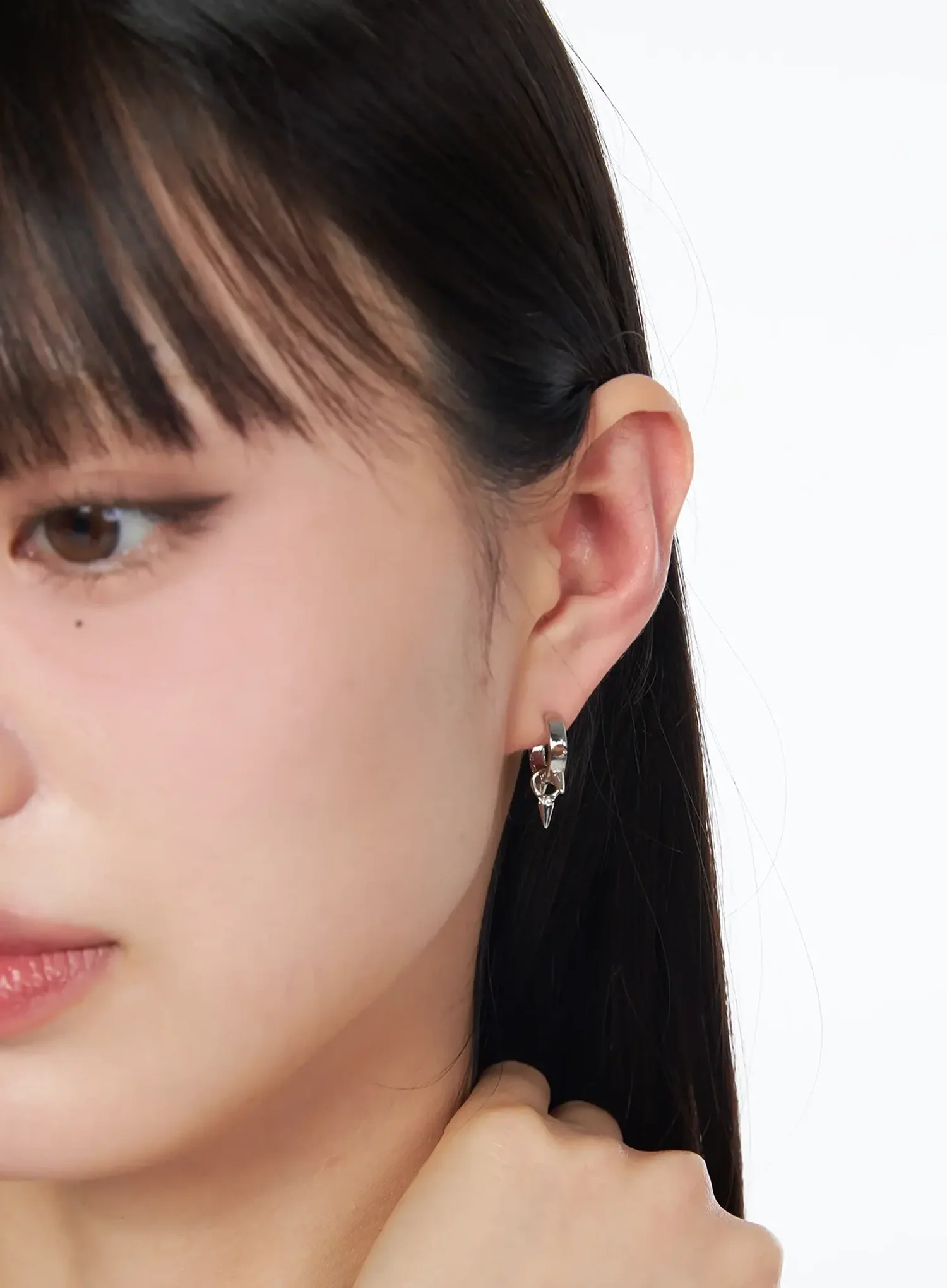 Metallic Spike Hoop Earrings IY520 - Image 3