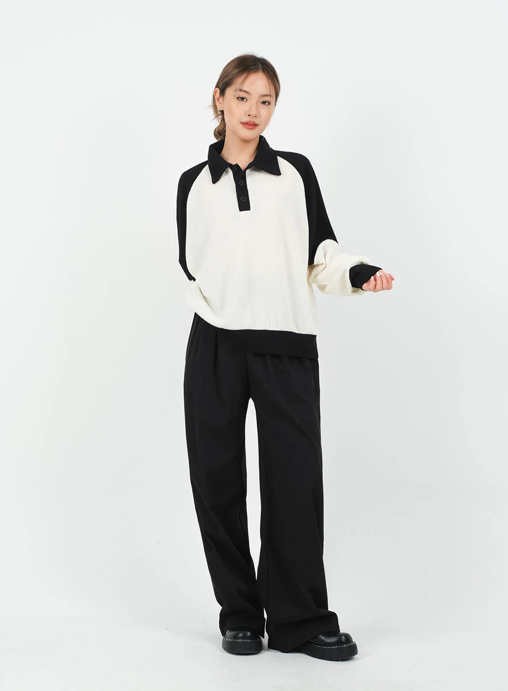 Mid-rise Wide Banded Cotton Pants CA08 - Image 5