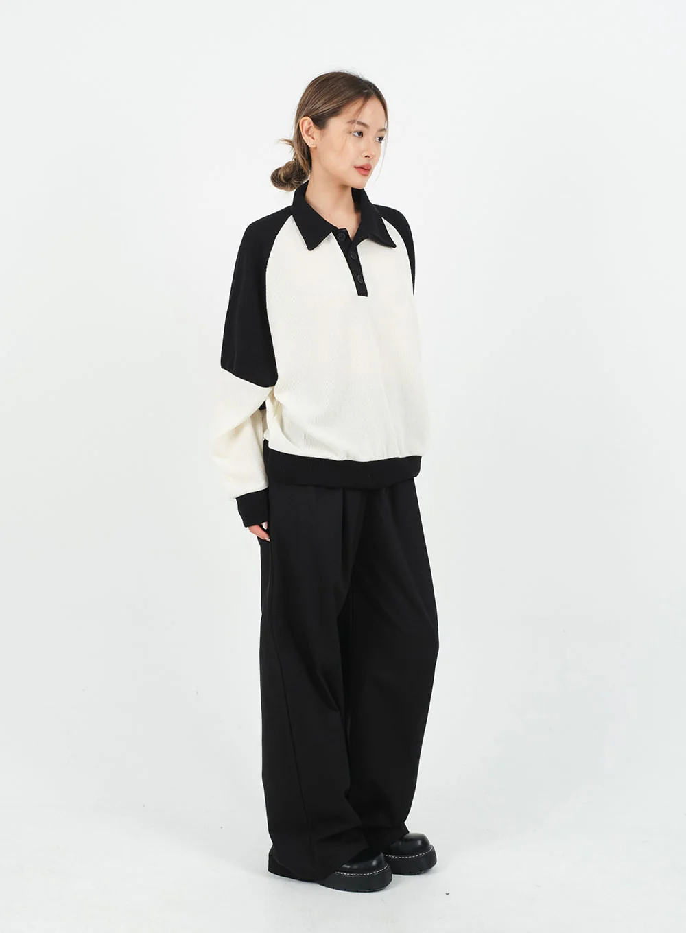 Mid-rise Wide Banded Cotton Pants CA08 - Image 9