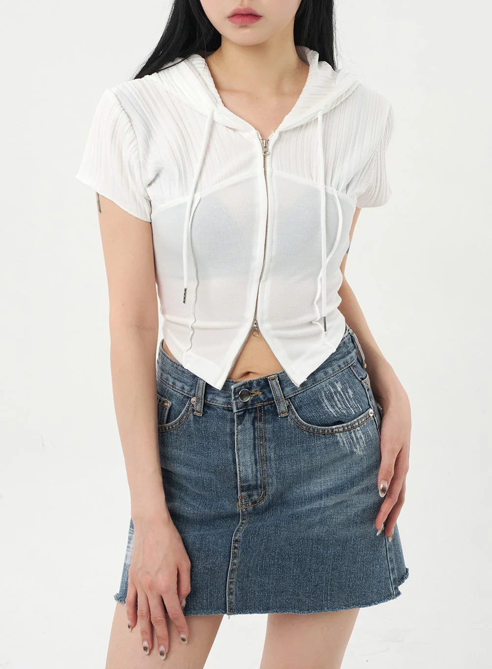 Mid-Wash Denim Mini Skirt CA328 - Image 10