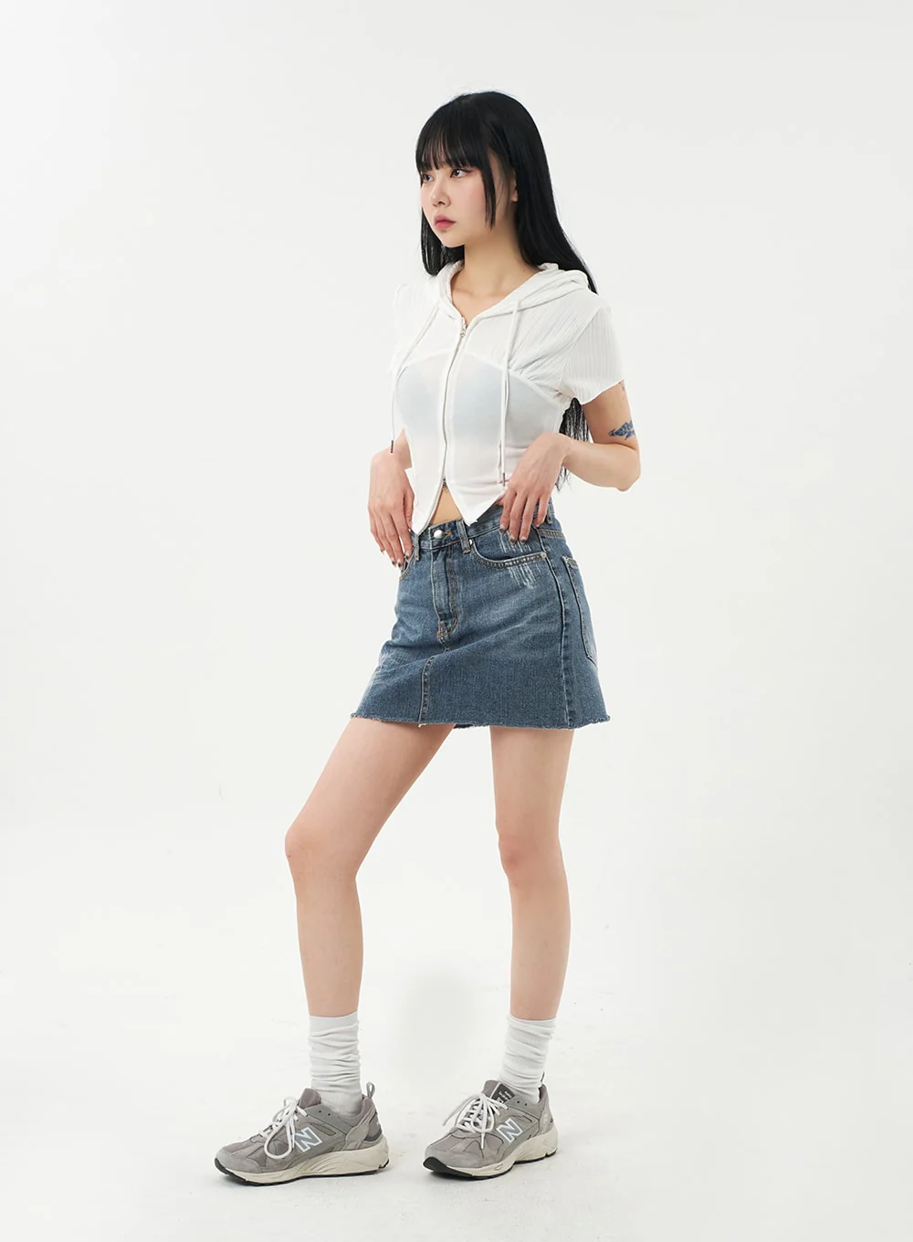 Mid-Wash Denim Mini Skirt CA328 - Image 12