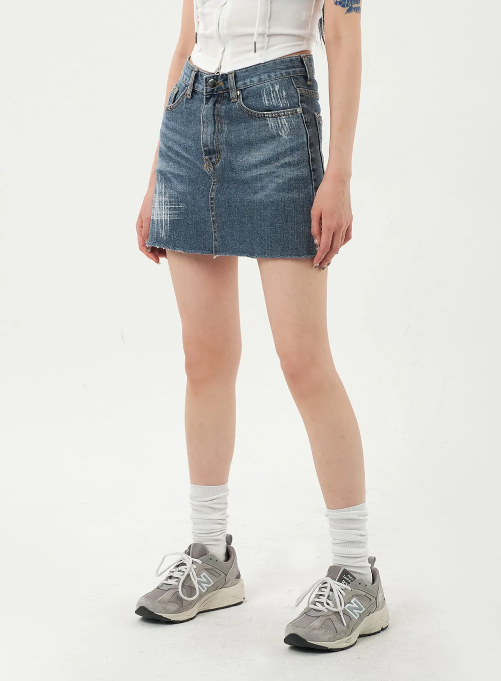 Mid-Wash Denim Mini Skirt CA328 - Image 8