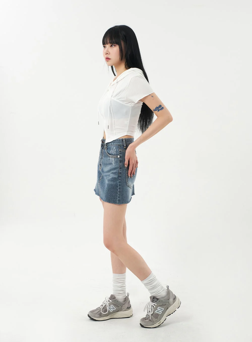 Mid-Wash Denim Mini Skirt CA328 - Image 9