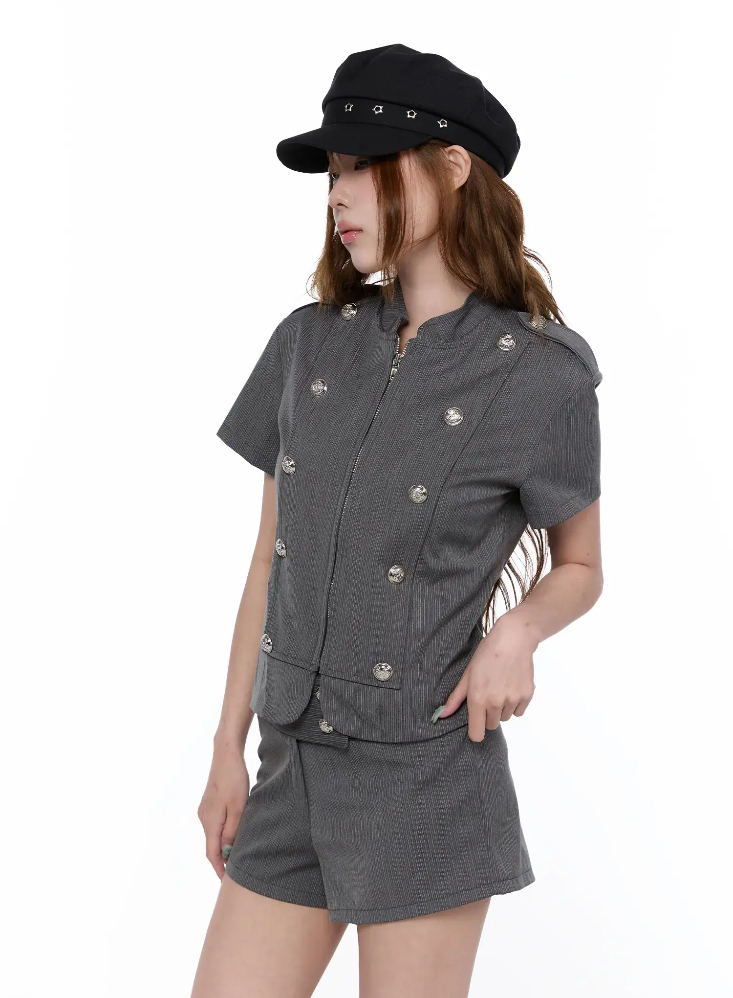 Military Style Short Sleeve Jacket CA520 - Image 10