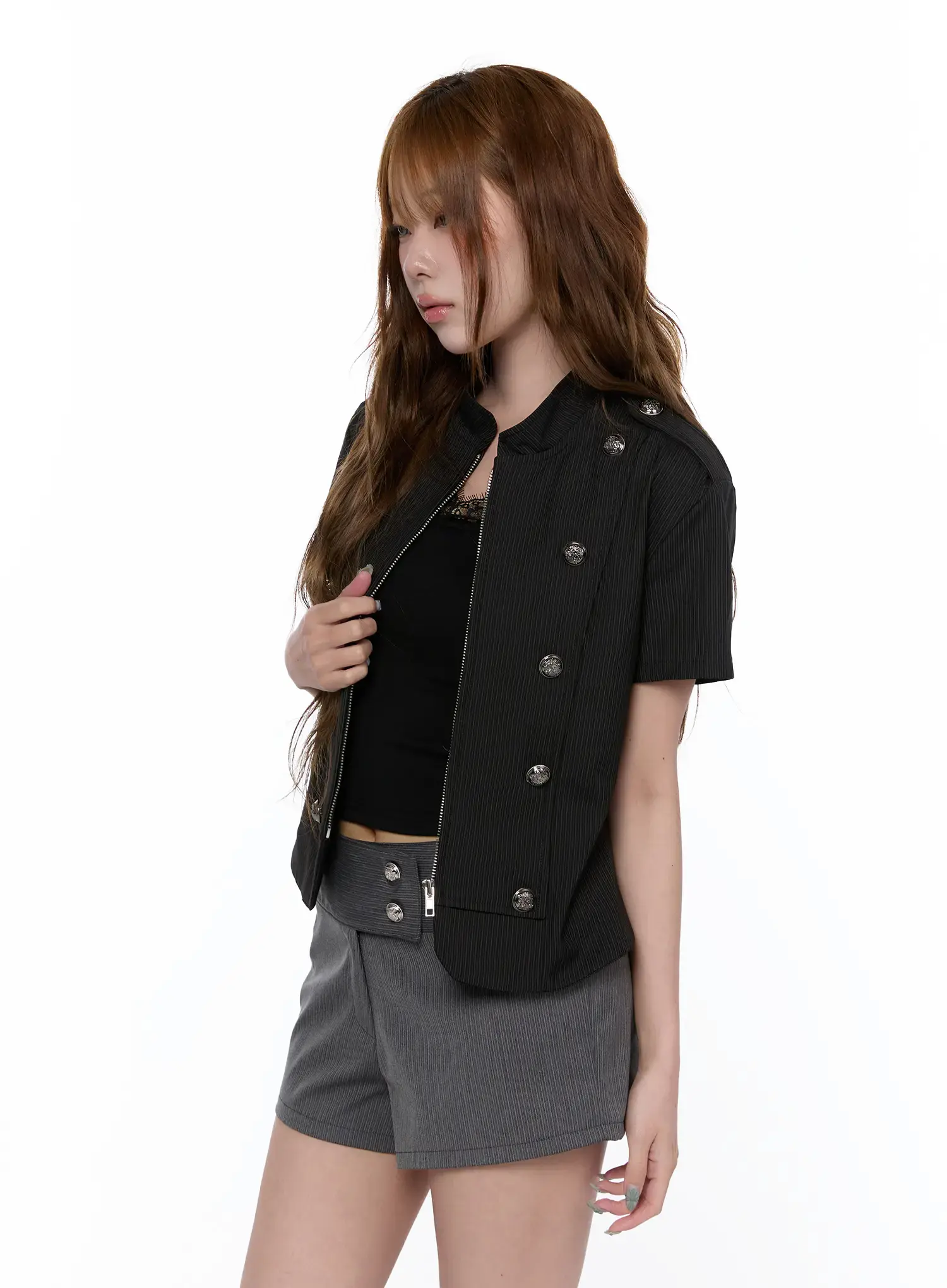 Military Style Short Sleeve Jacket CA520 - Image 2